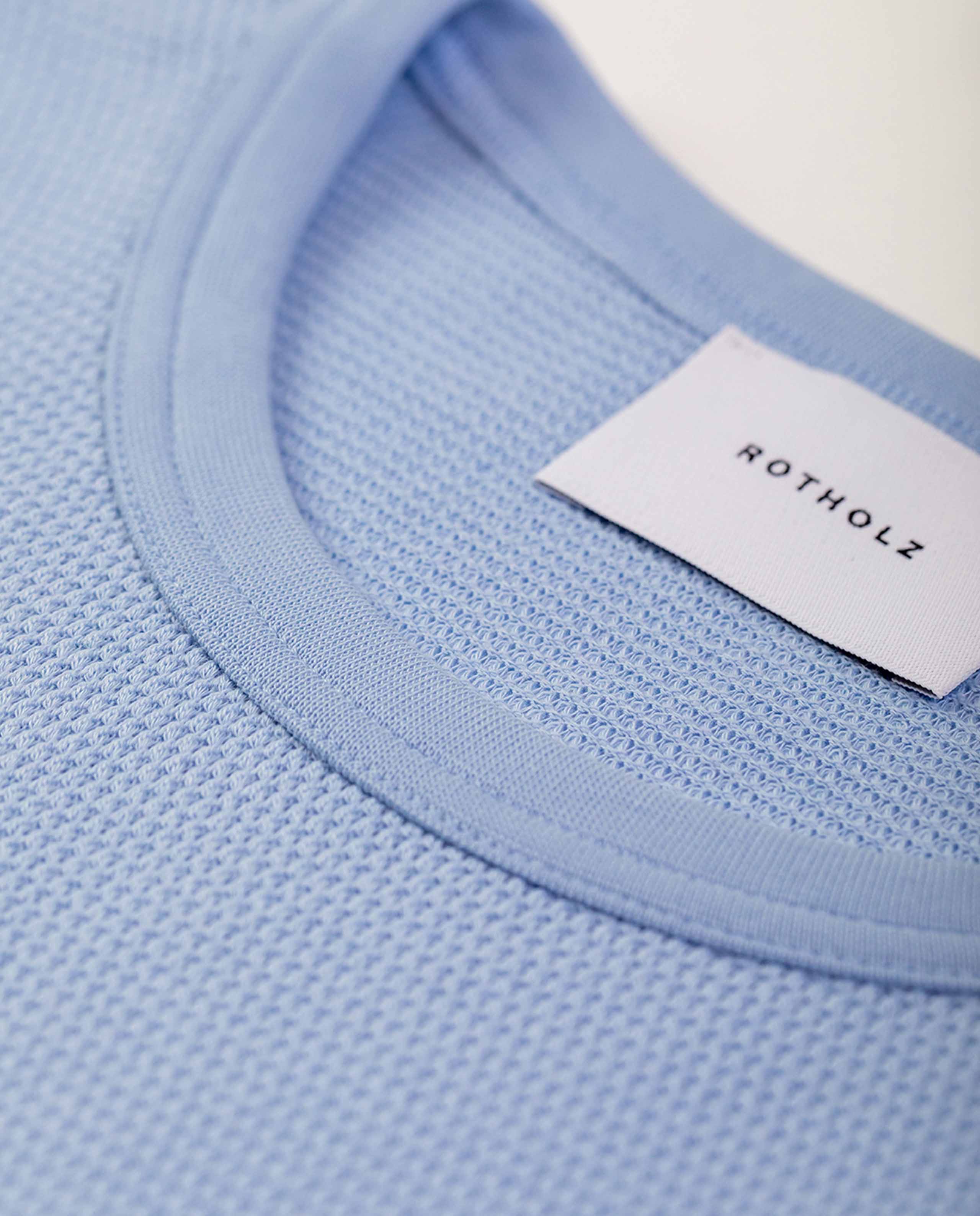 marché commun rotholz homme t-shirt coton biologique gaufré bleu ciel