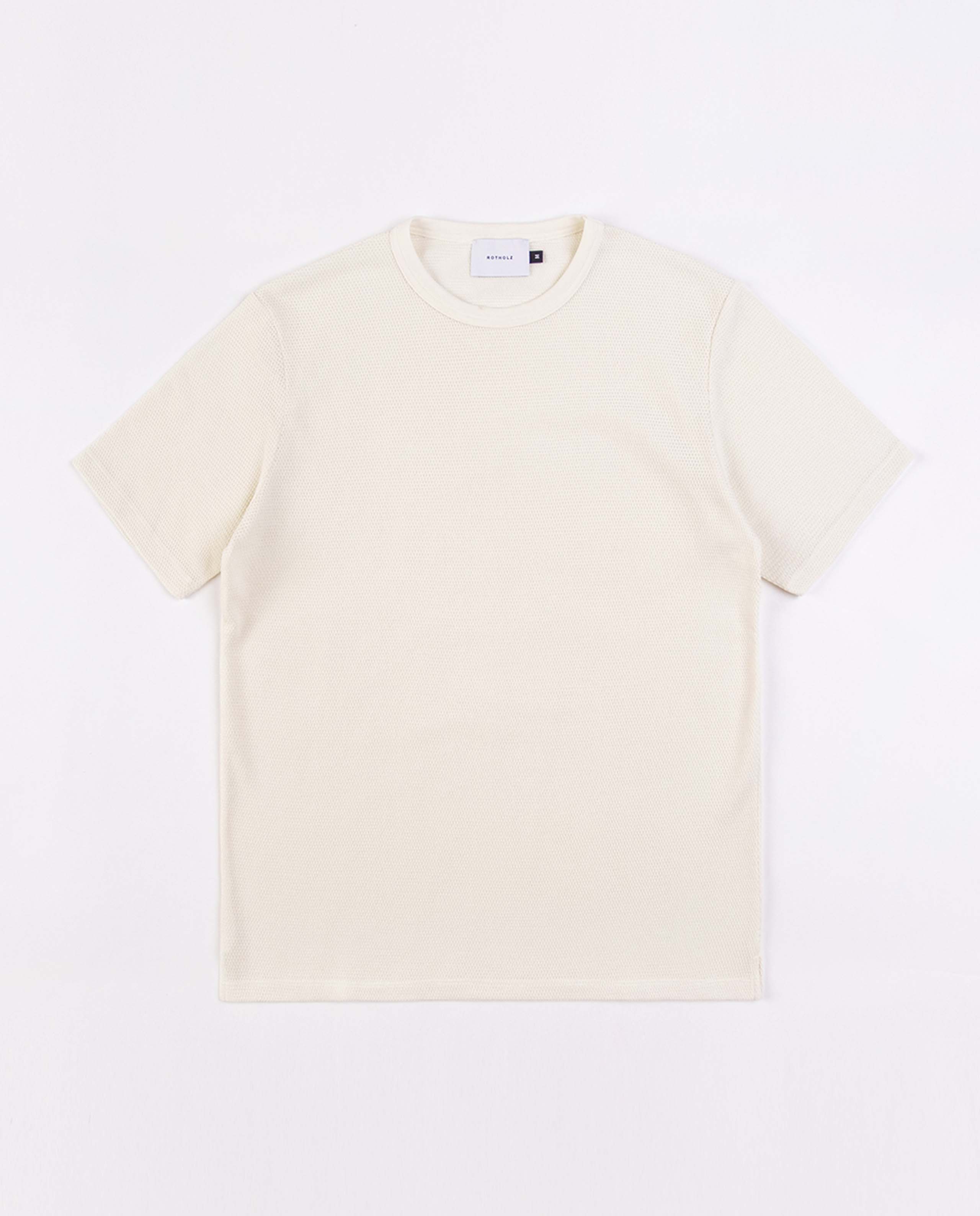 marché commun rotholz t-shirt homme manches courtes coton biologique gaufré écru