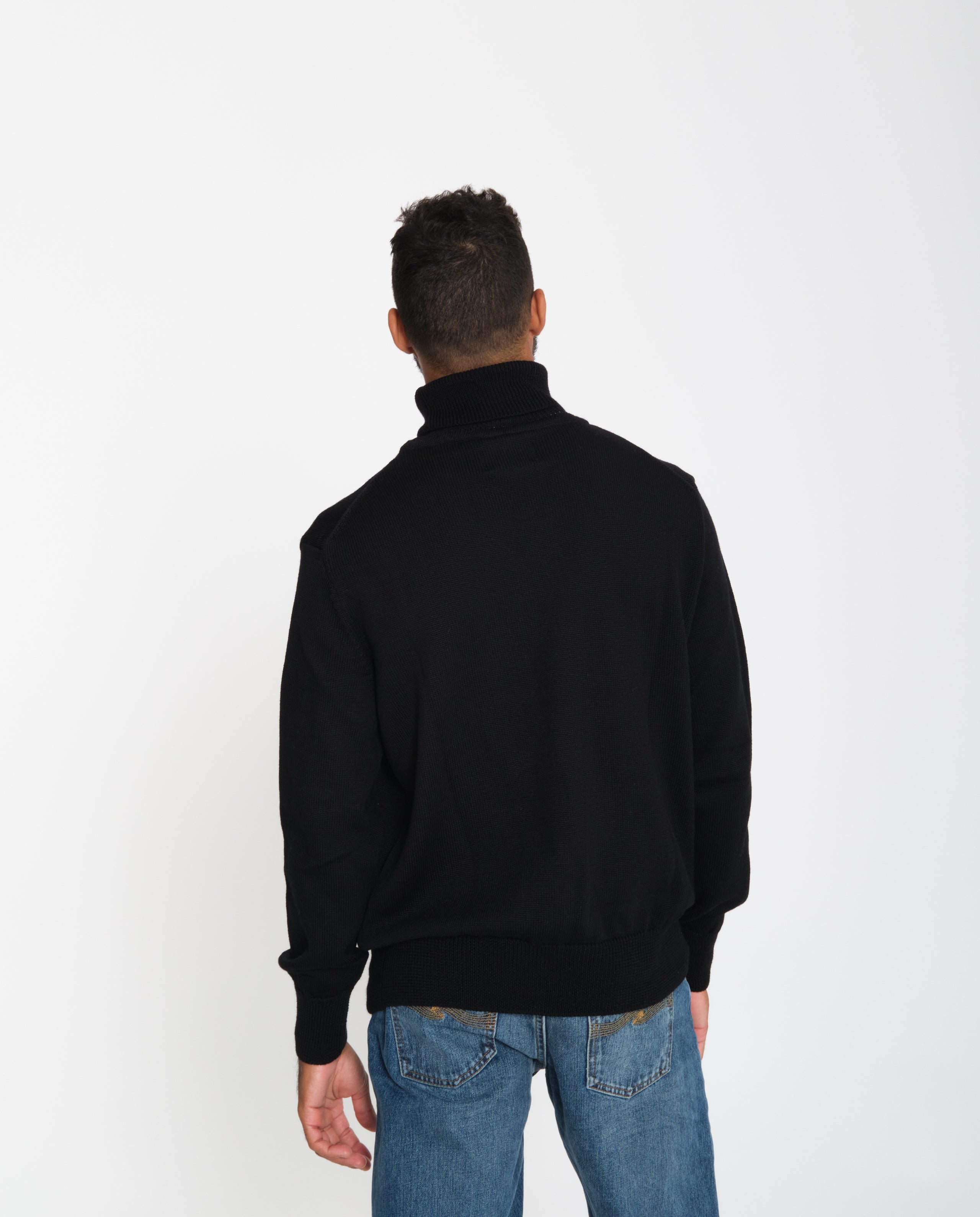 marché commun rotholz pull col roulé laine merinos biologique noir