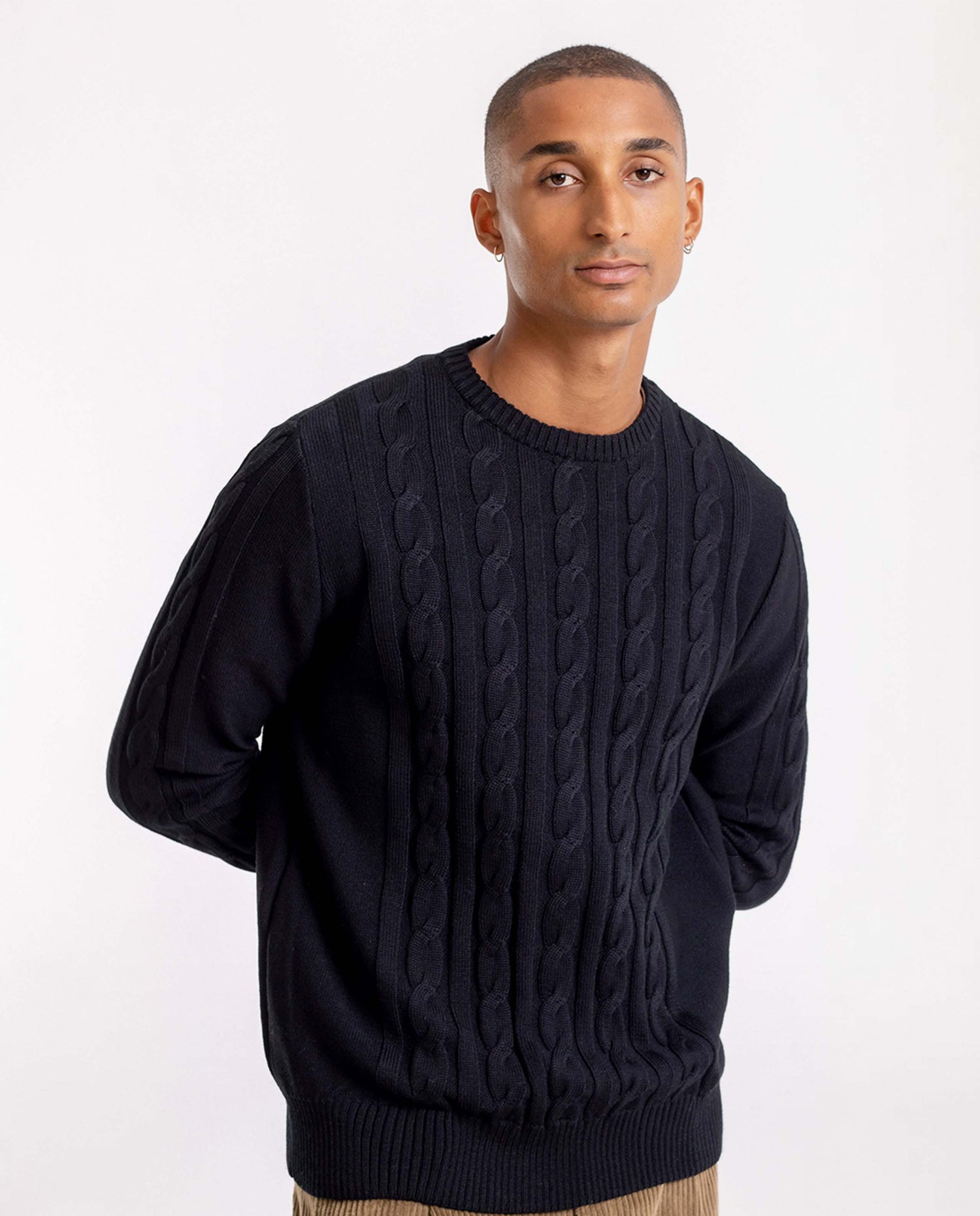 marché commun rotholz pull homme laine mérinos biologique torsadée noir