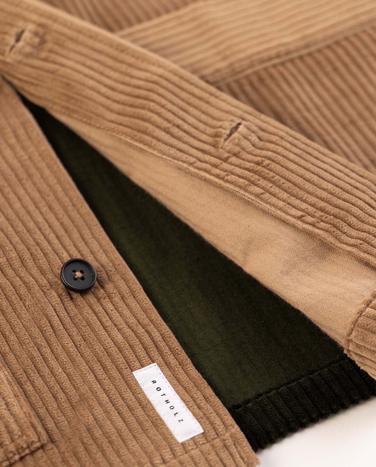 marché commun rotholz surchemise velours côtelé coton biologique bicolore beige vert fôret homme