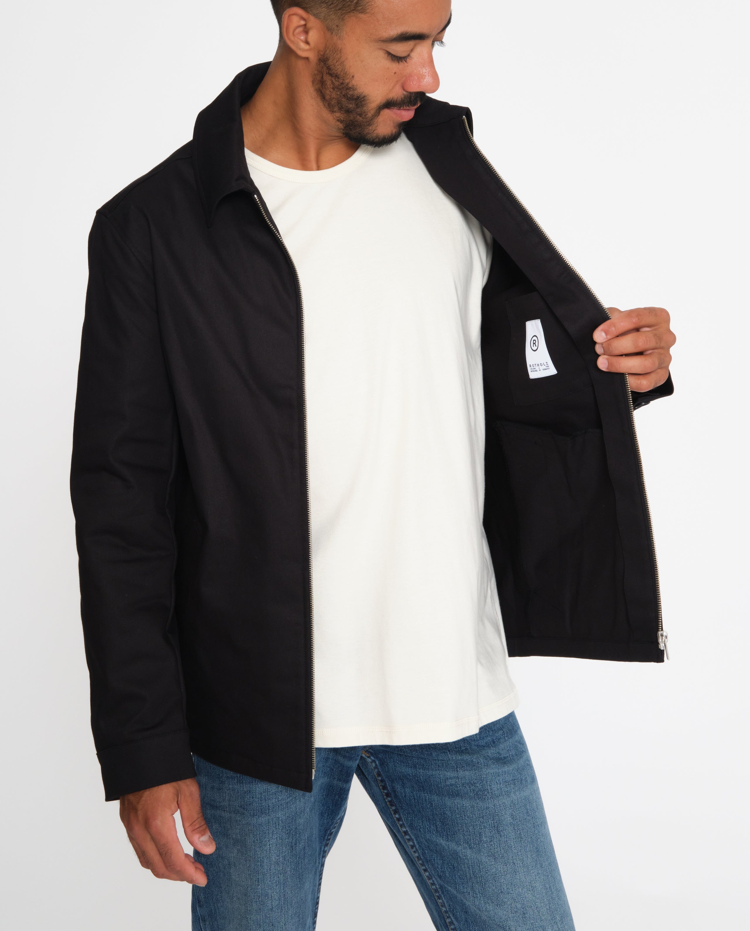 marché commun rotholz veste homme coton biologique noire éthique zippée