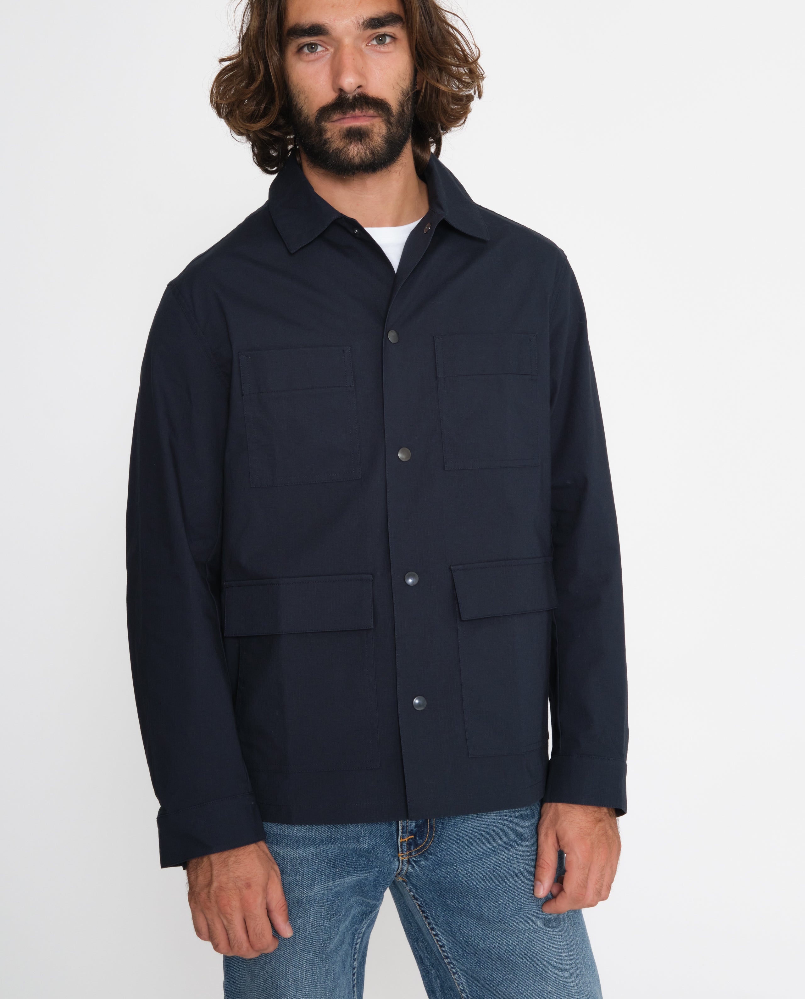 marché commun rotholz veste homme courte coton biologique éco-responsable éthique fabriquée en Europe bleu marine