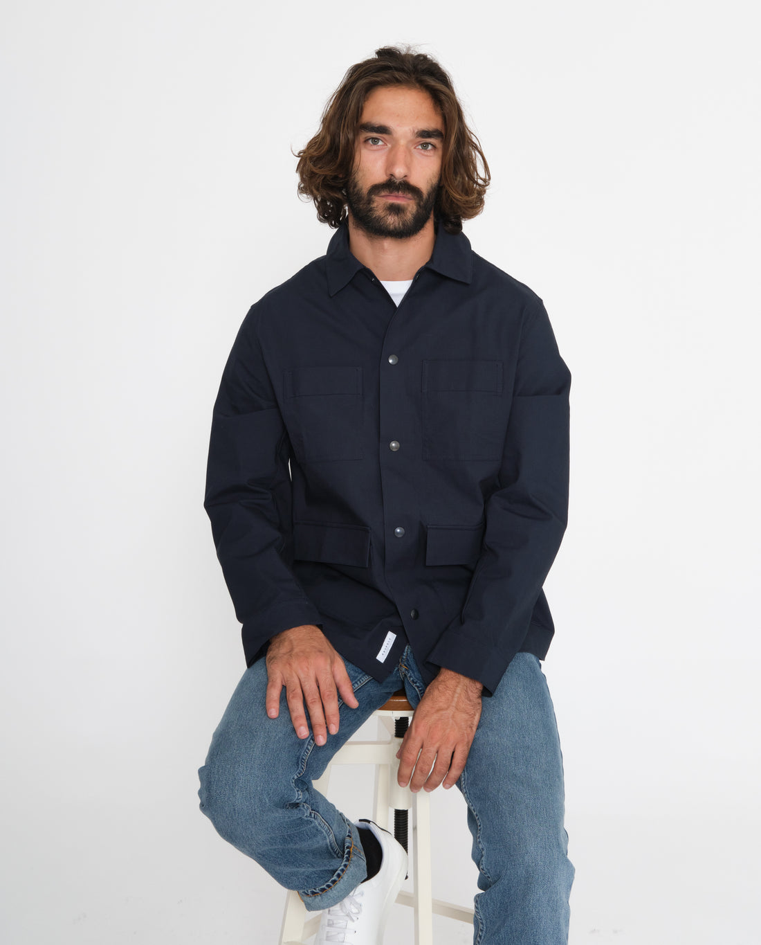 marché commun rotholz veste homme courte coton biologique éco-responsable éthique fabriquée en Europe bleu marine