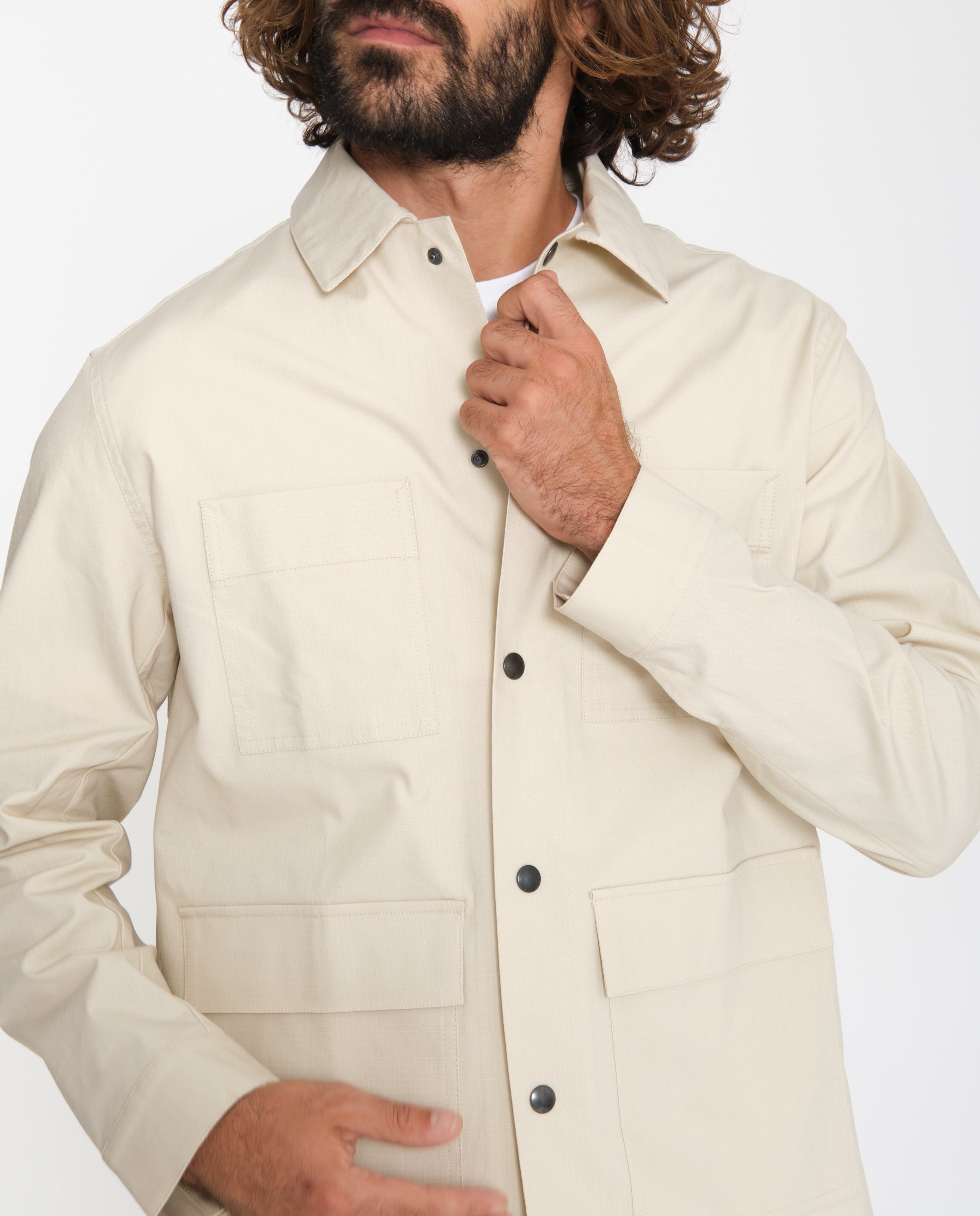 marché commun rotholz veste homme courte coton biologique éco-responsable éthique fabriquée en Europe beige