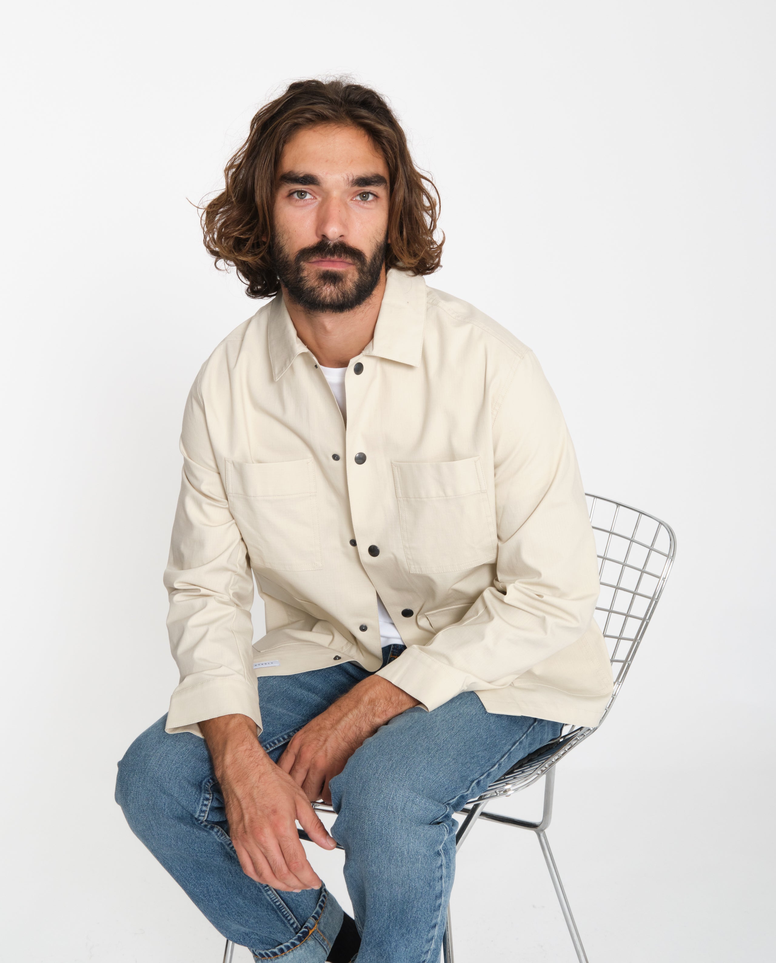 marché commun rotholz veste homme courte coton biologique éco-responsable éthique fabriquée en Europe beige