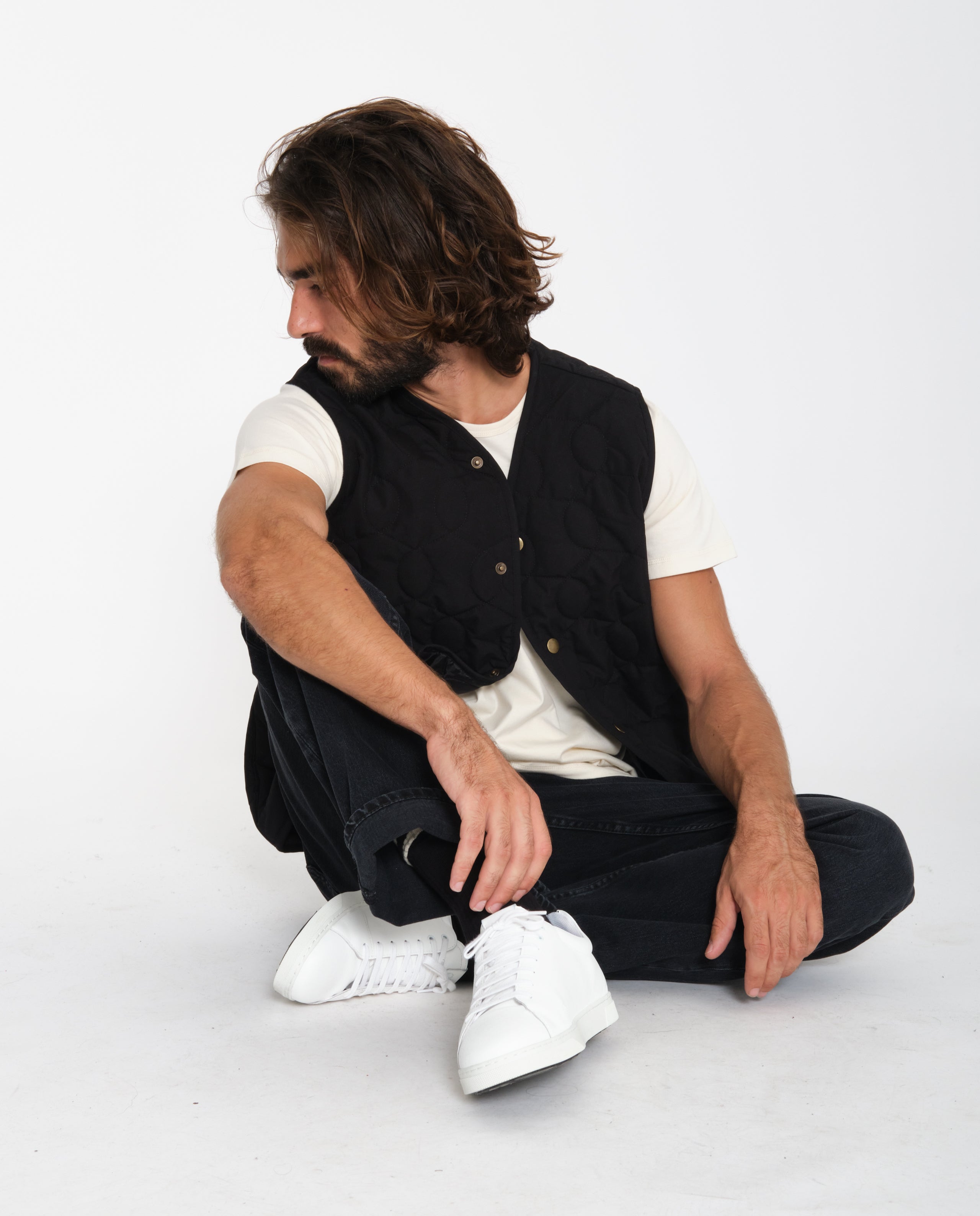 marché commun rotholz veste liner sans manches homme noire recyclée éco-responsable éthique