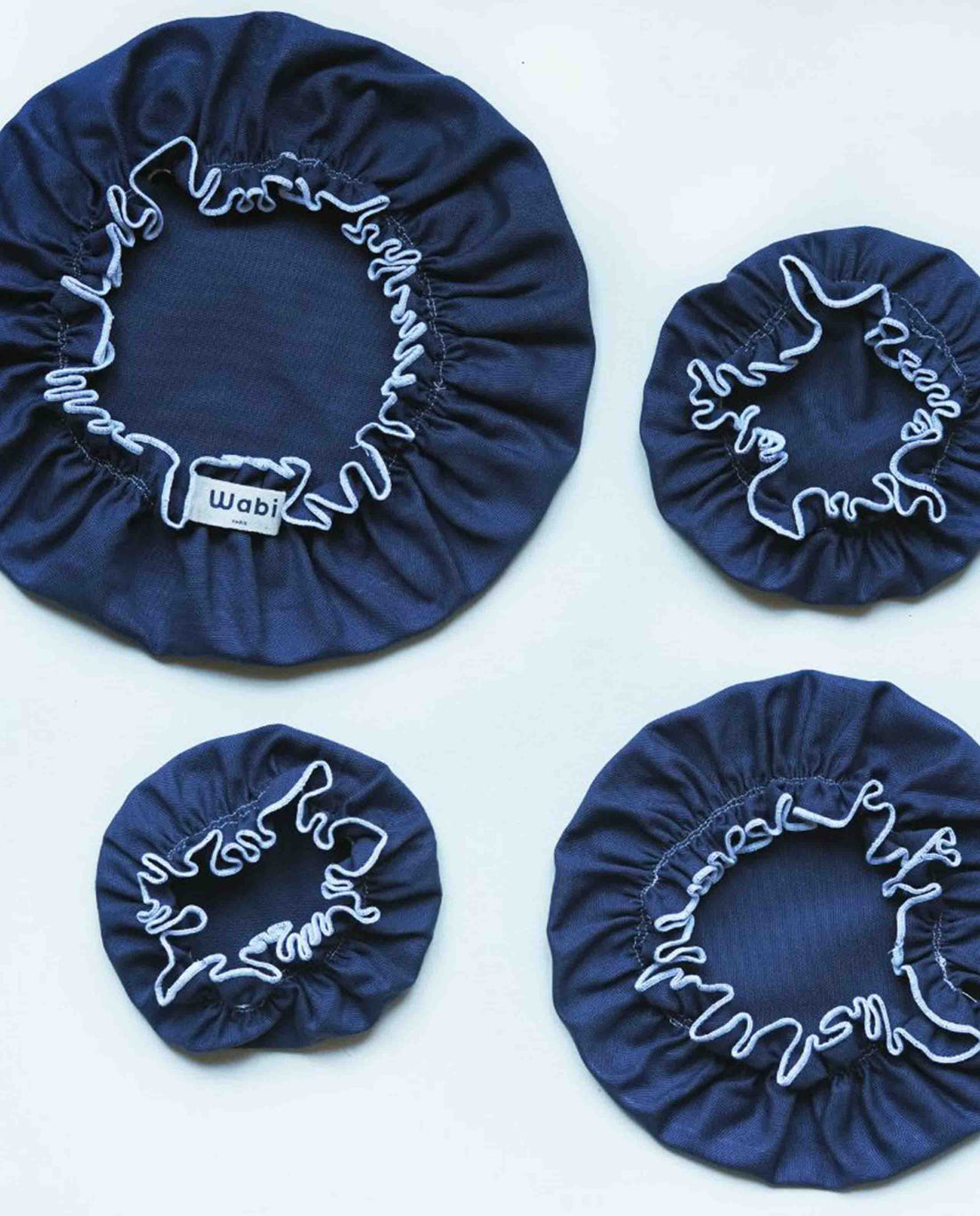 marché commun wabi paris lot de 4 charlottes alimentaires coton biologique zéro-déchet cuisine bleu marine