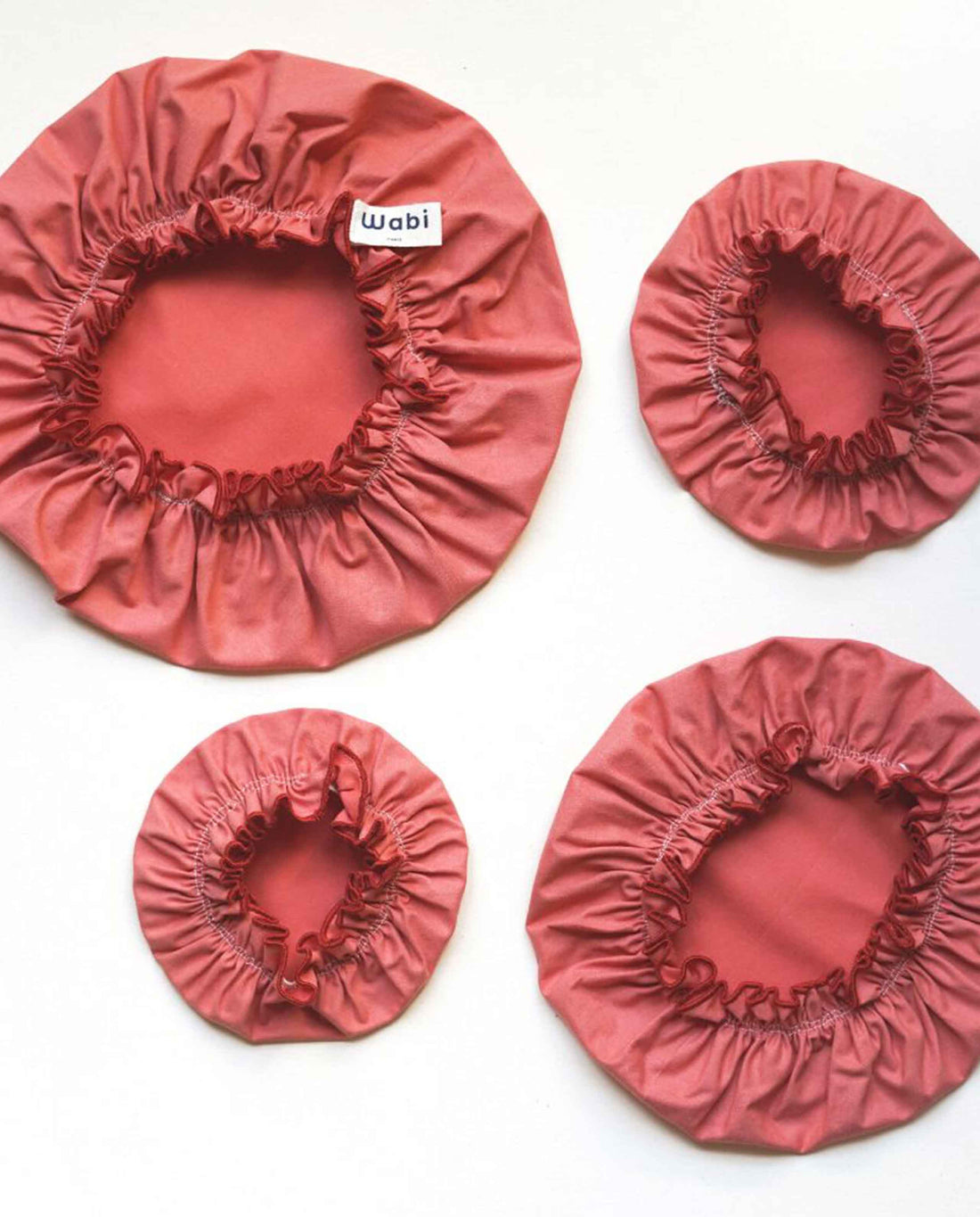 marché commun wabi paris lot de 4 charlottes alimentaires zéro-déchet coton enduit rose praline