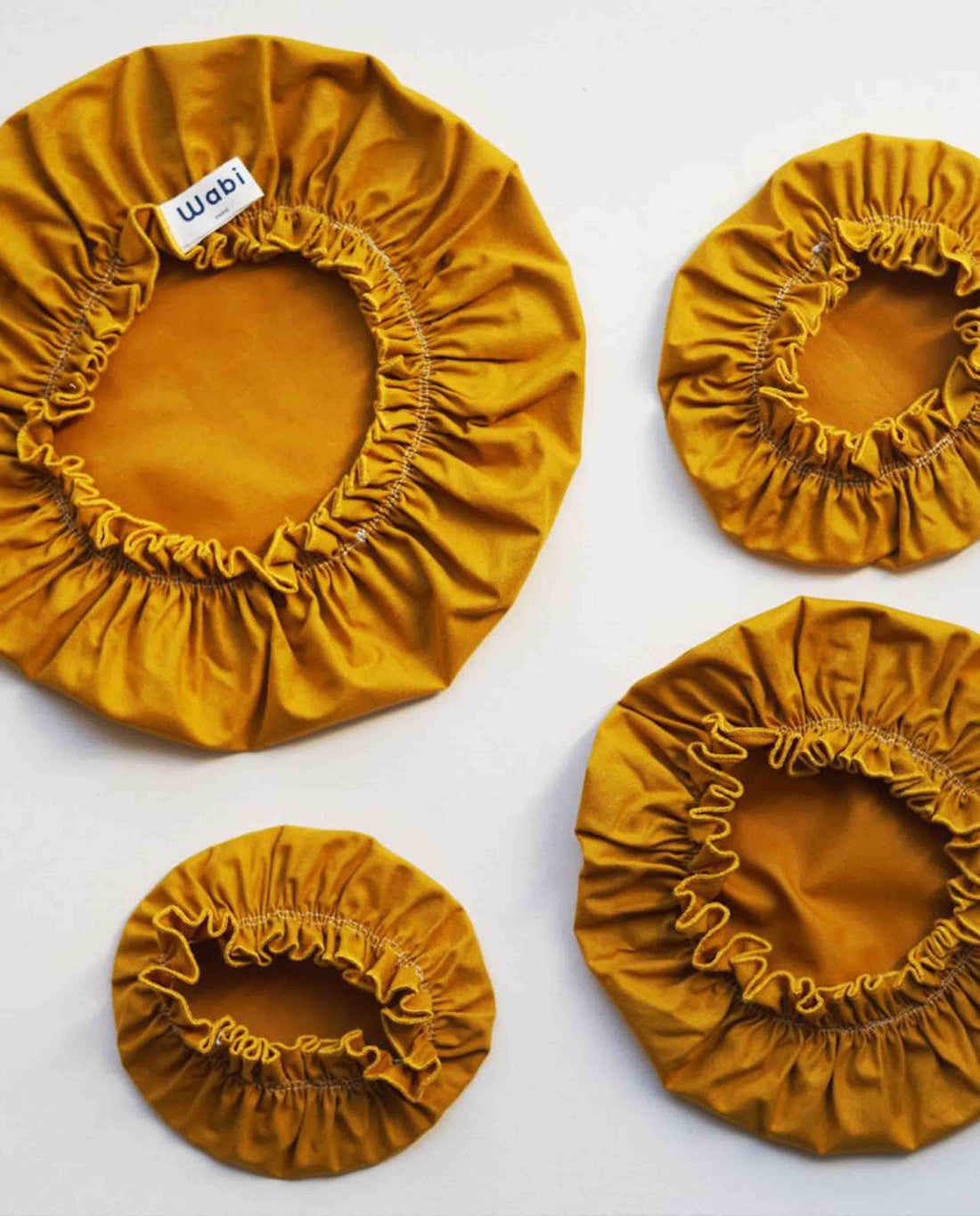 marché commun wabi paris lot de 4 charlottes alimentaires zéro-déchet coton enduit jaune safran
