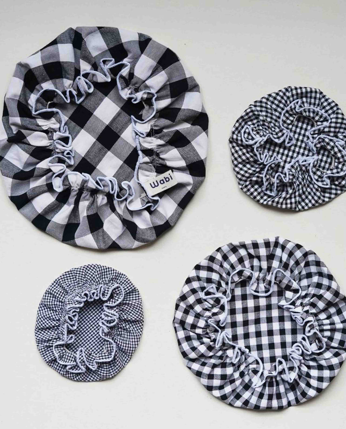 marché commun wabi paris lot de 4 charlottes alimentaires zéro-déchet carreaux vichy noir et blanc