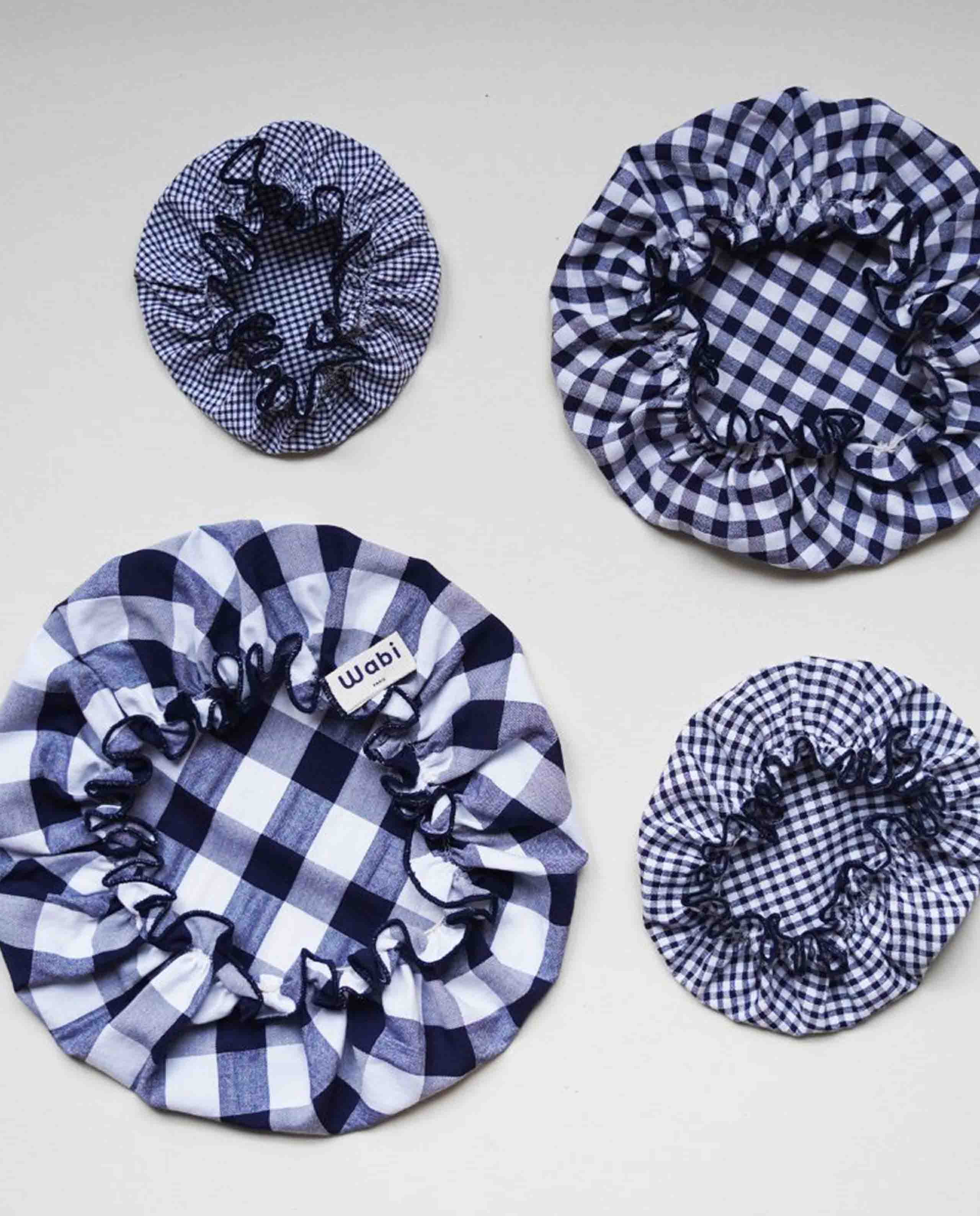 marché commun wabi paris lot de 4 charlottes alimentaires zéro-déchet carreaux vichy bleu marine