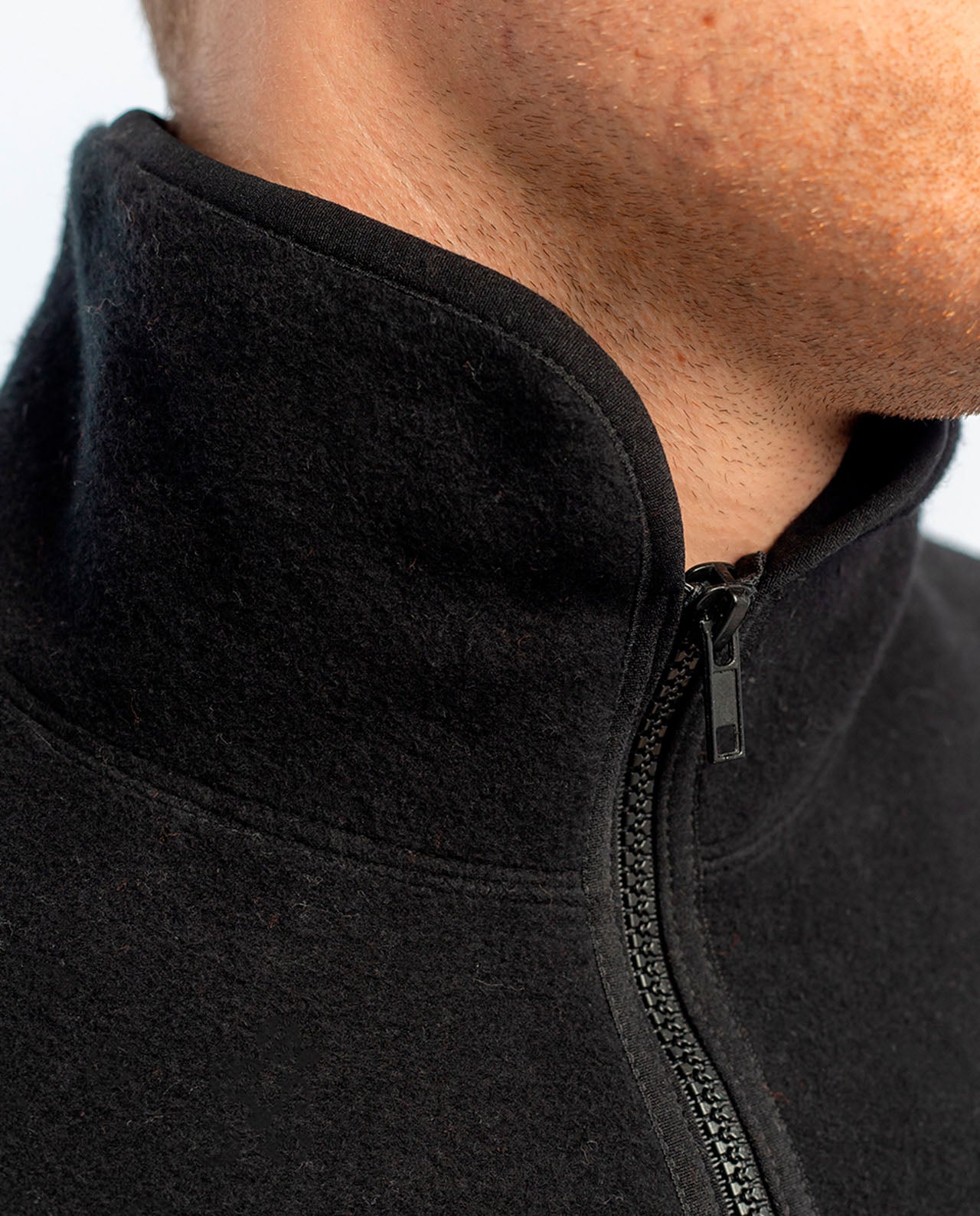marché commun rotholz sweatshirt col zippé polaire coton biologique homme noir éco-responsable éthique