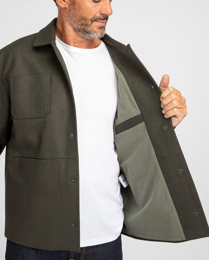 marché commun noyoco veste de travail workwear homme laine cachemire recyclés kaki éco-responsable éthique fabriquée en Europe