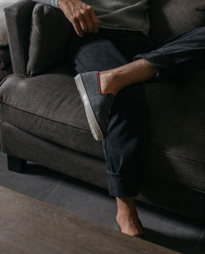 marché commun angarde chaussons homme slippers laine recyclée fabriqués en europe gris bordeaux