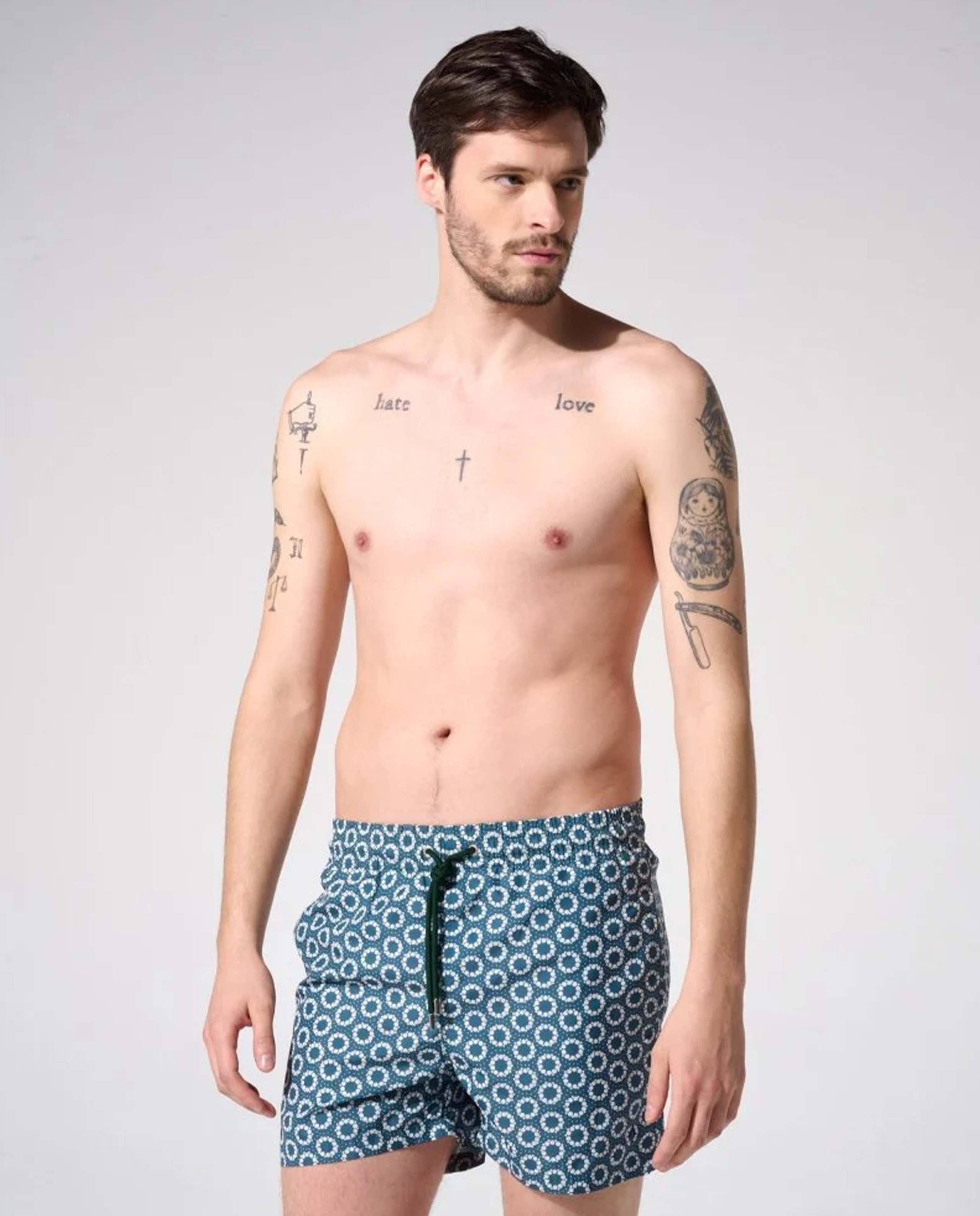 Marché Commun Apnee Swimwear Short de bain oursins vert imprimé recyclé