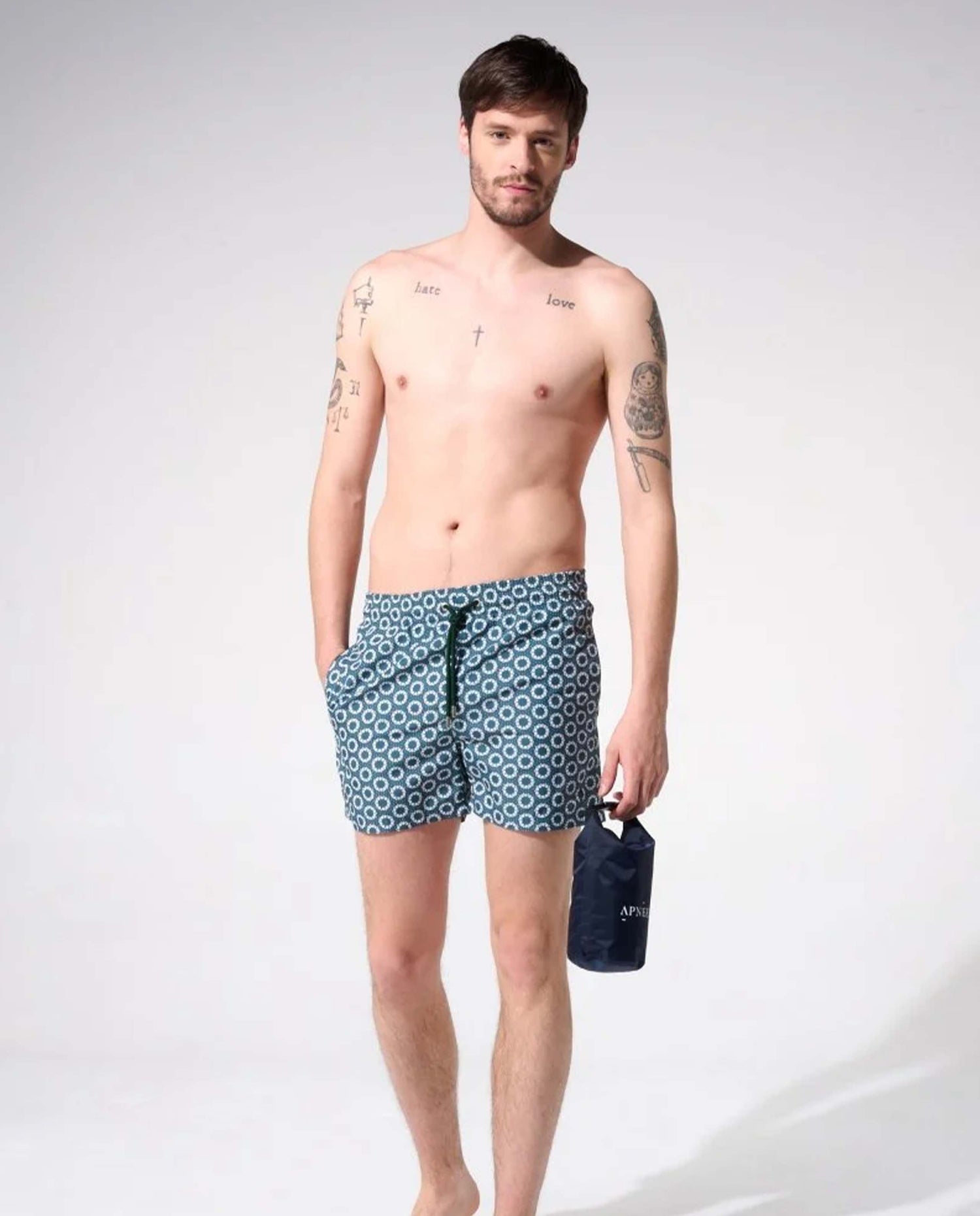 Marché Commun Apnee Swimwear Short de bain oursins vert imprimé recyclé