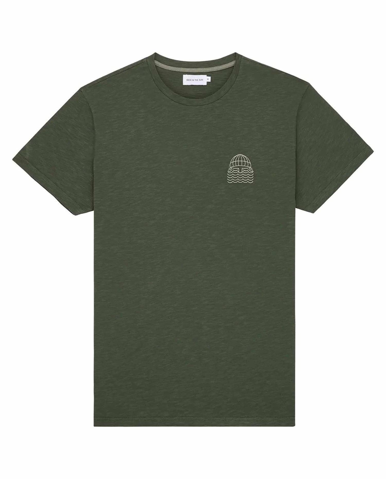 Marché Commun T-shirt brodé en coton bio vert foret Bask In the Sun