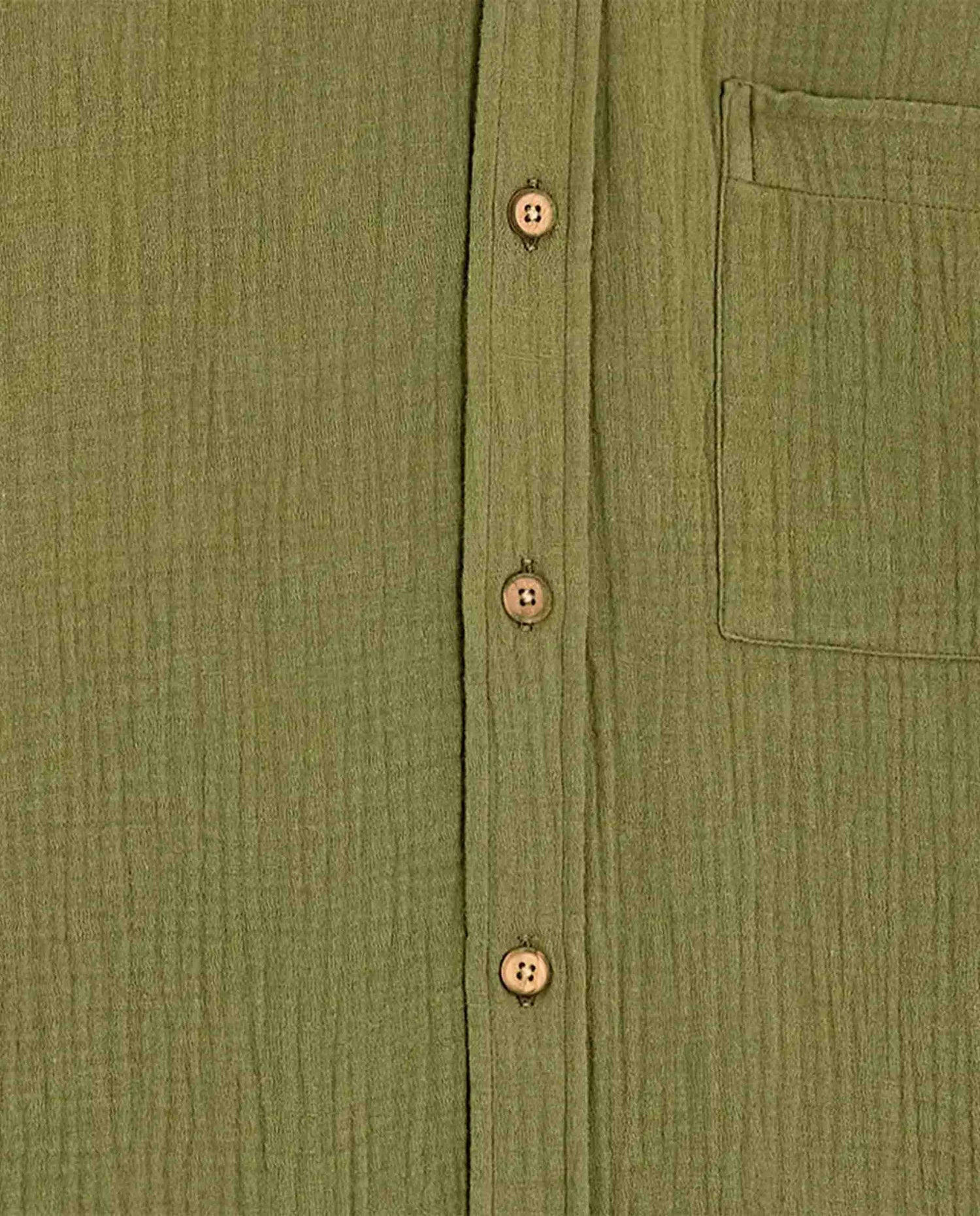 marché commun chemise gaufrée en coton bio vert olive bask in the sun