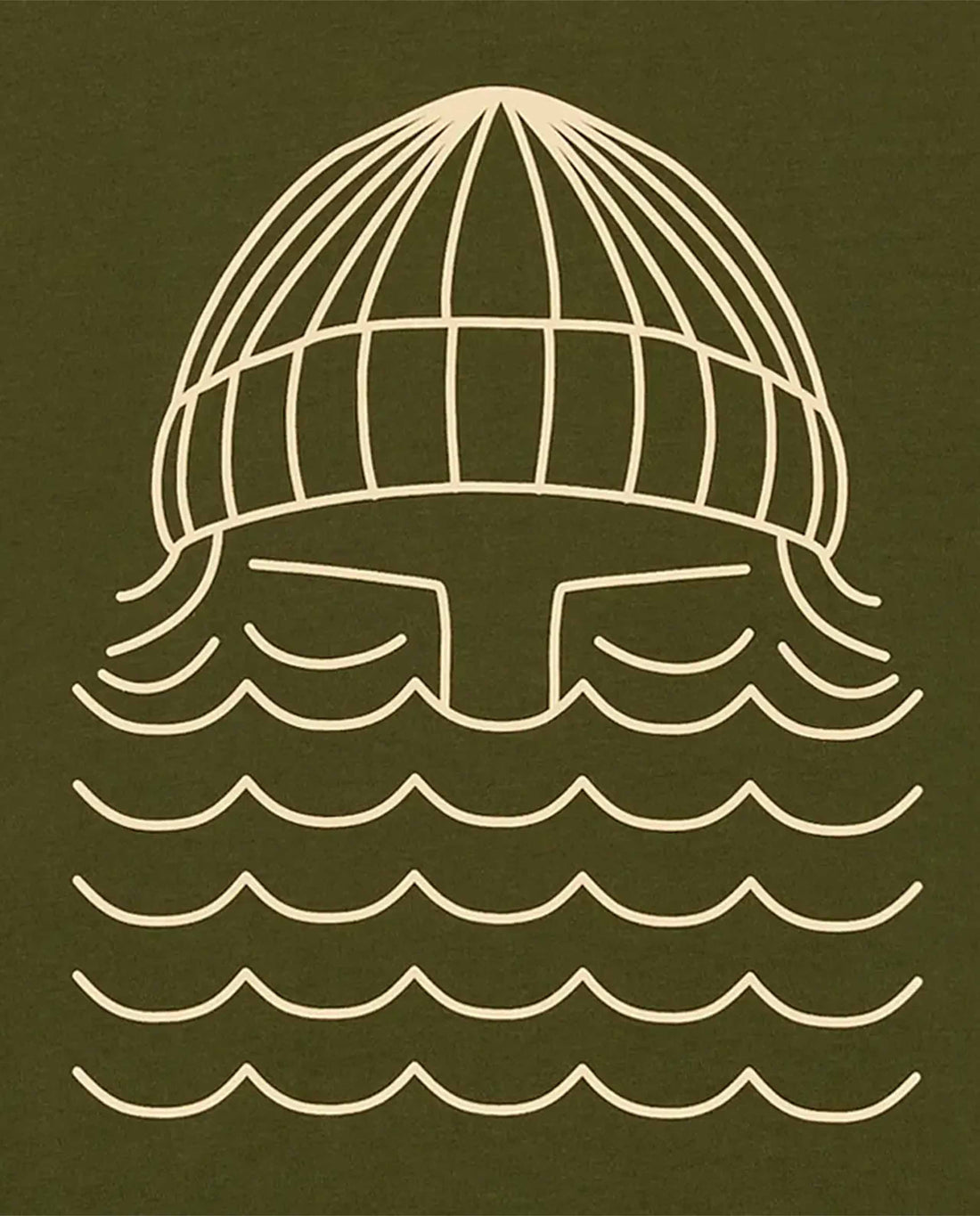 marché commun t-shirt imprimé en coton bio vert olive bask in the sun