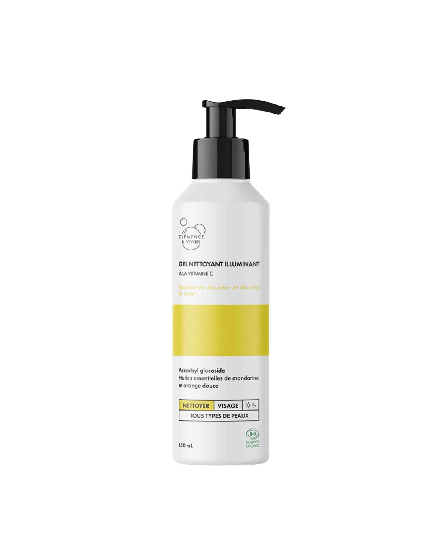 Gel nettoyant visage illuminant naturel et bio