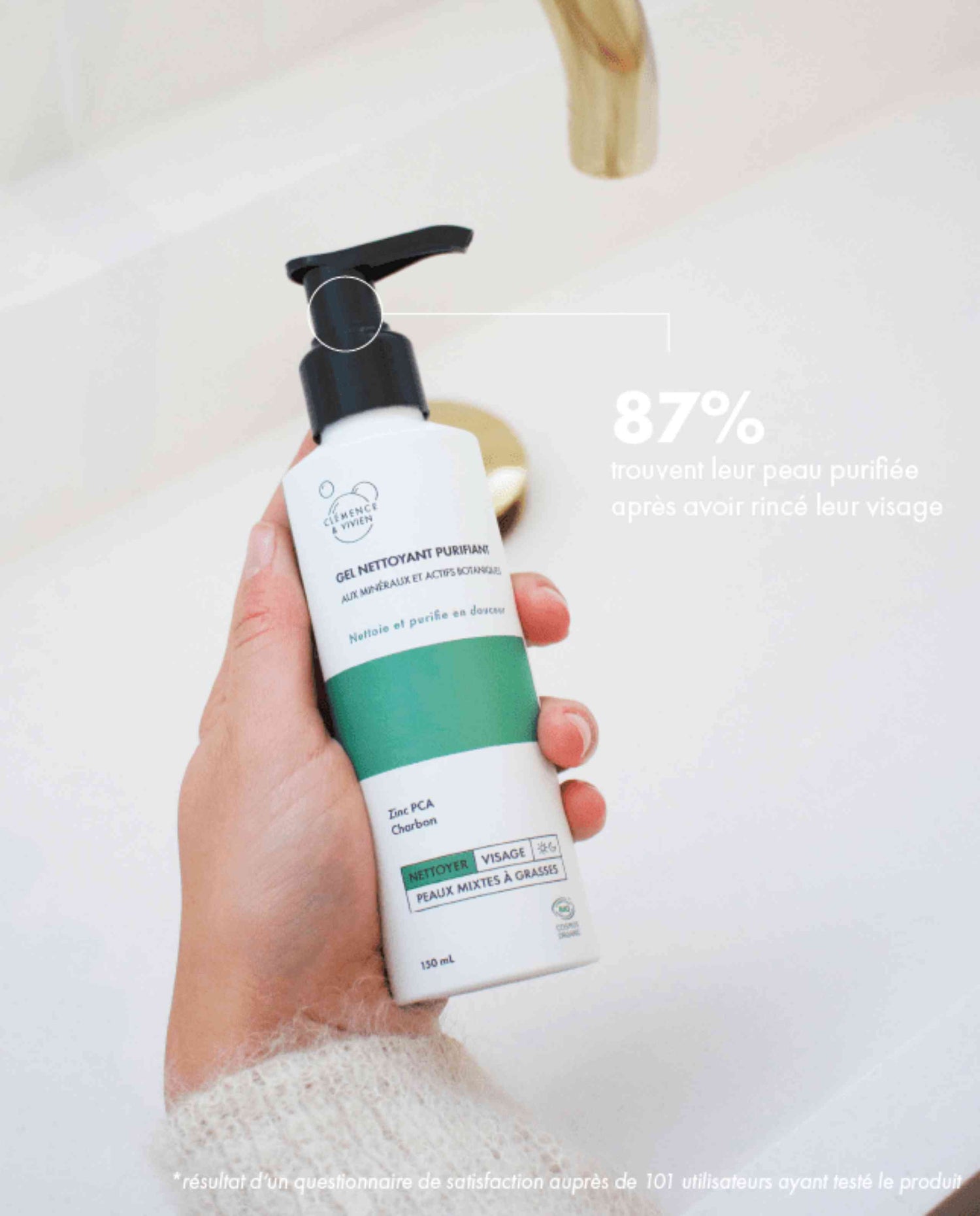 Gel nettoyant visage purifiant naturel et bio