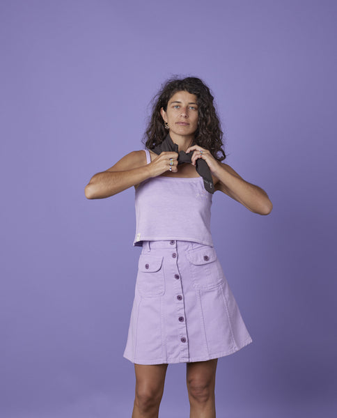Jupe Femme Ligne A En Viscose - White House Black Market Taille 4 (US) - Violet - Occasion TB