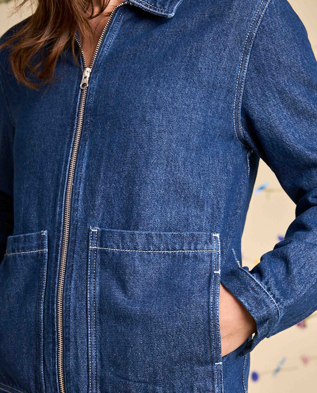 marché commun veste zippé en coton bio denim graine clothing