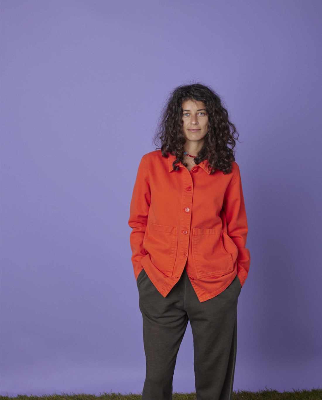 MARCHÉ COMMUN veste de travail en coton bio orange Graine Clothing