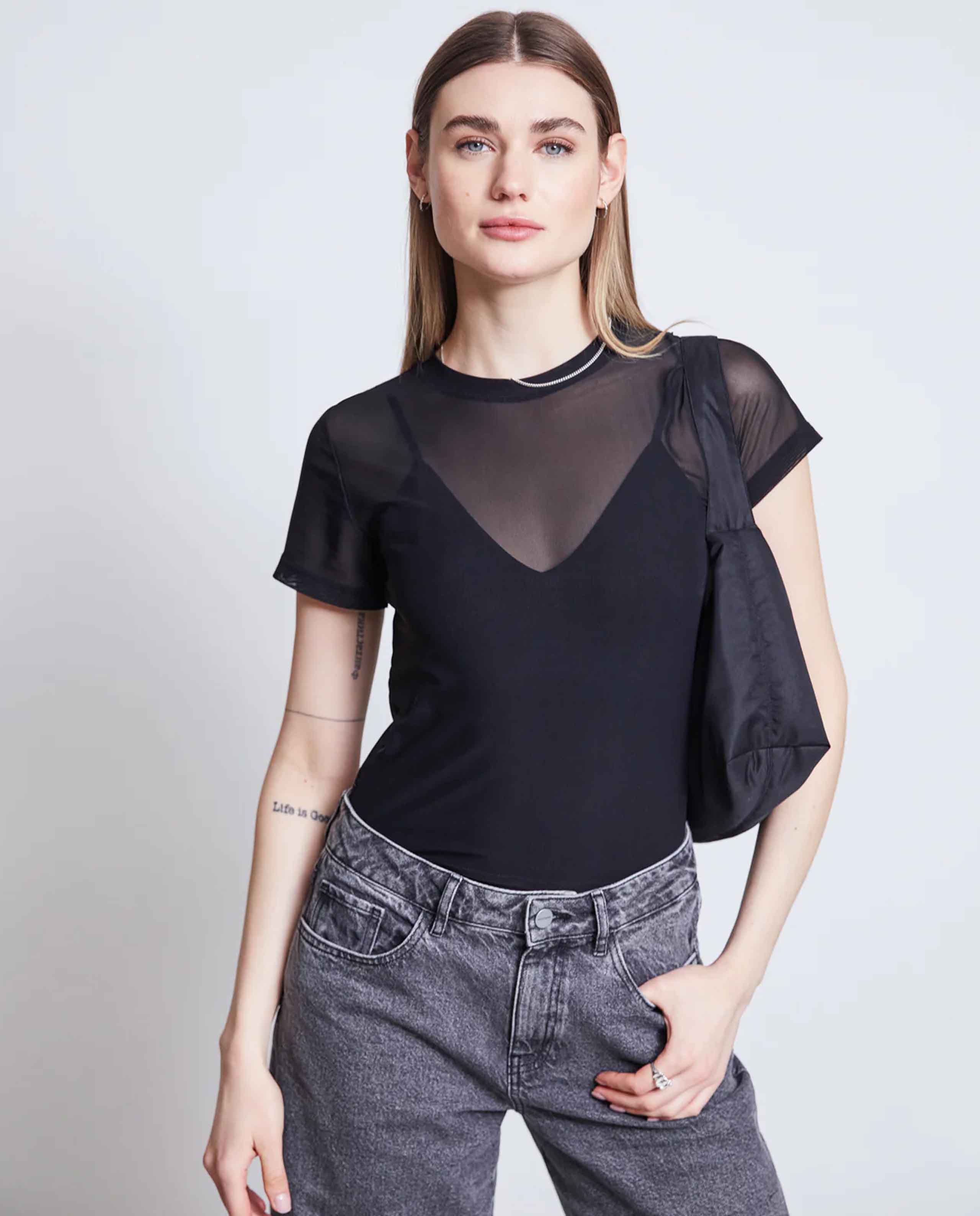 T shirt noir transparent femme online