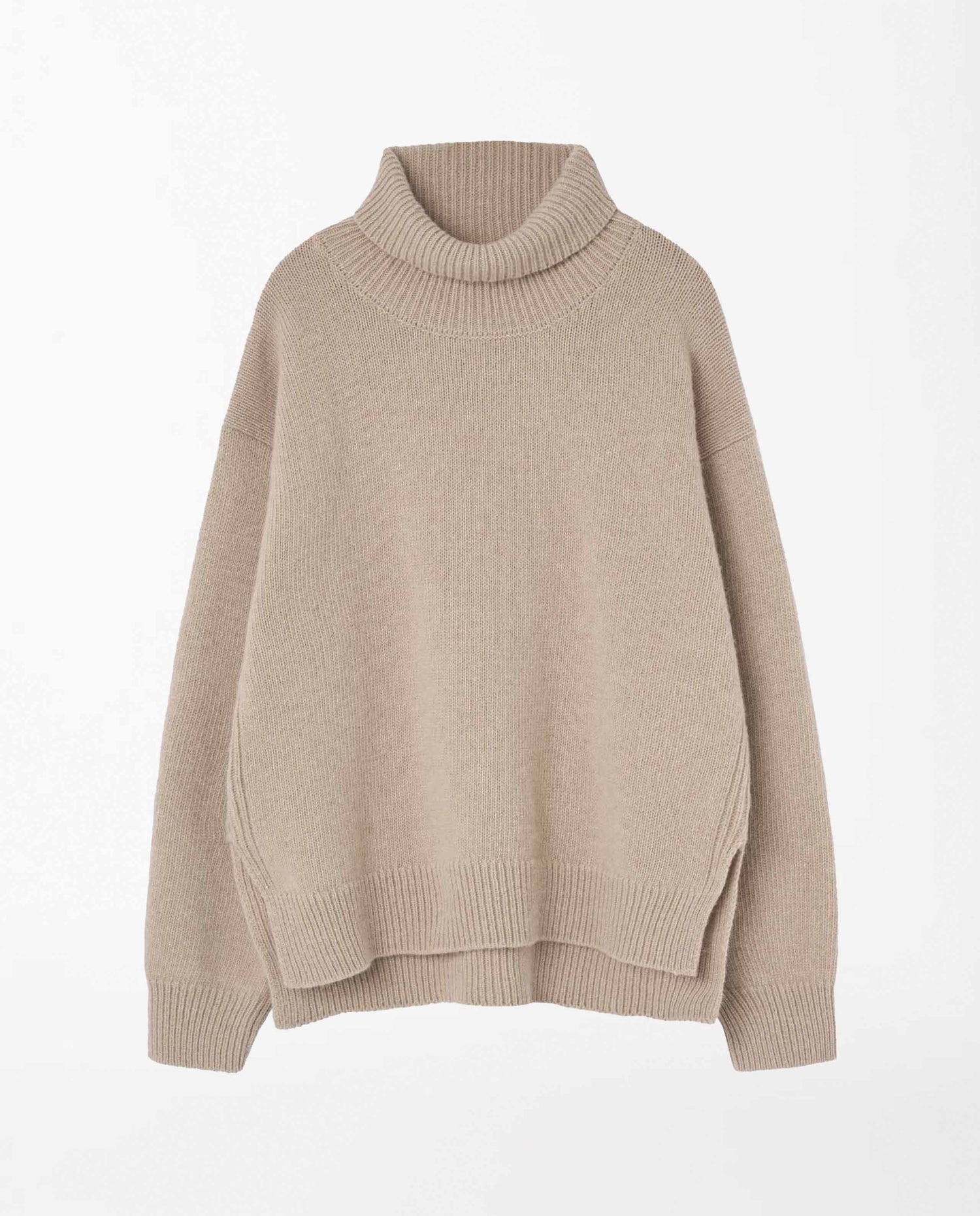 Pull Col Roulé Maille Femme Eco-Responsable Beige Loreak Mendian