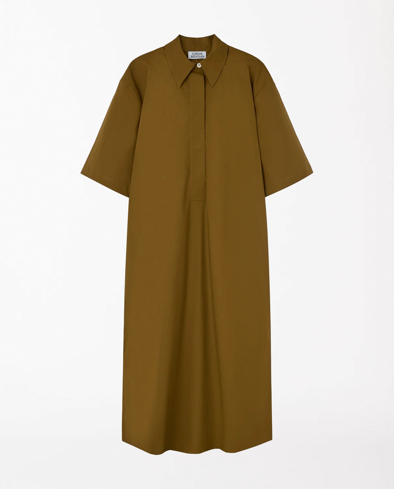 Marché Commun Robe chemise midi en coton bio toffee Loreak Mendian