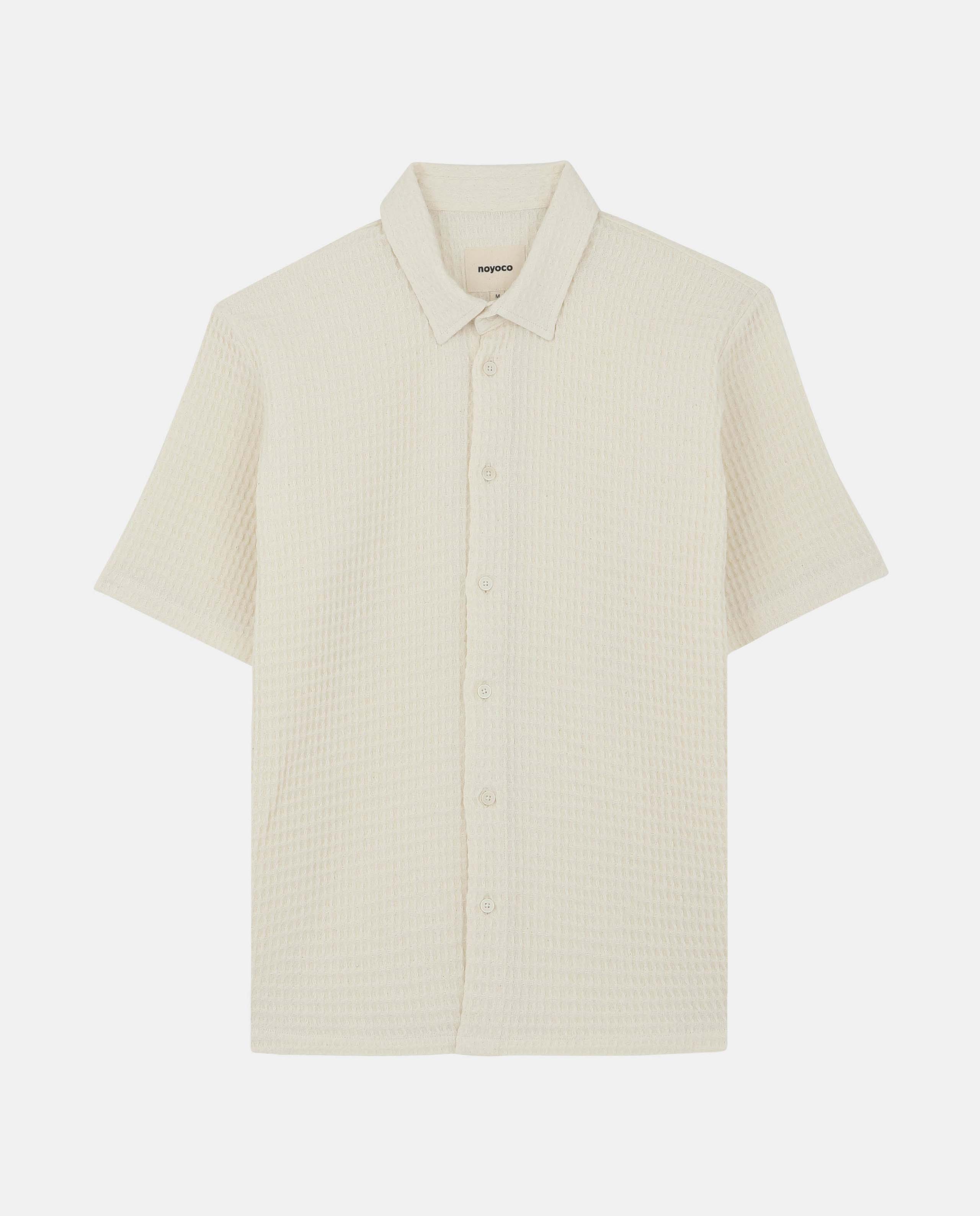 Marché Commun chemise manches courtes gaufrée en lin naturel noyoco