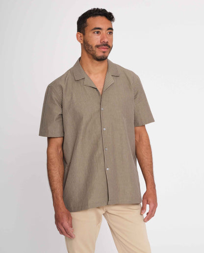 marché commun noyoco homme chemise manches courtes rayée gris taupe