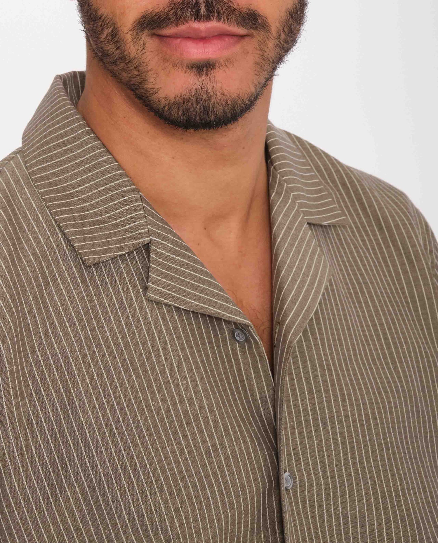 marché commun noyoco homme chemise manches courtes rayée gris taupe