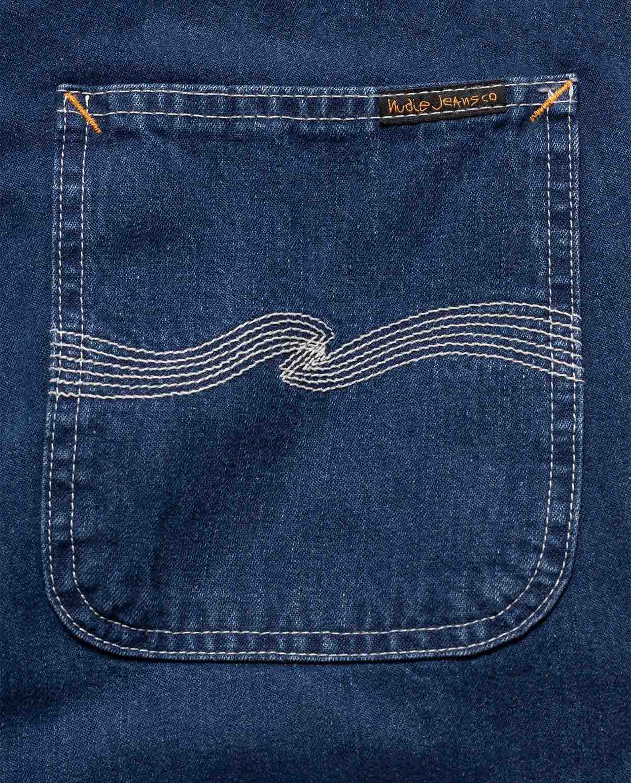 marché commun nudie jeans femme salopette jean coton biologique recyclé astrid bleu foncé