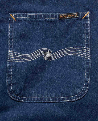 marché commun nudie jeans femme salopette jean coton biologique recyclé astrid bleu foncé