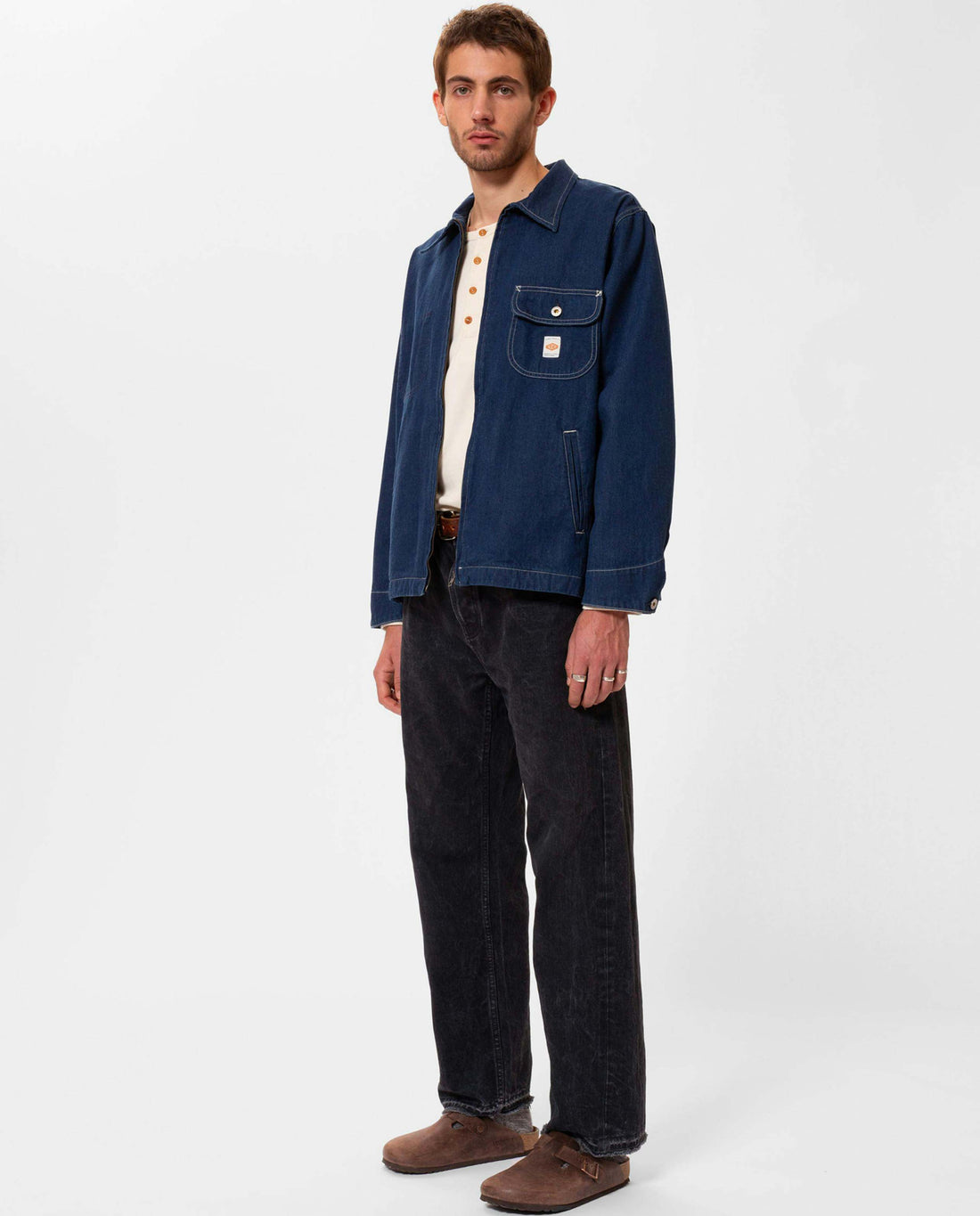 Marché Commun veste de travail denim en coton bio zippée Nudie Jeans