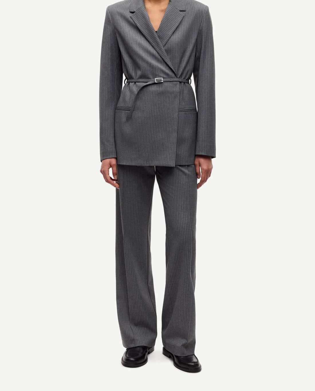 Pantalon de tailleur évasé à rayures