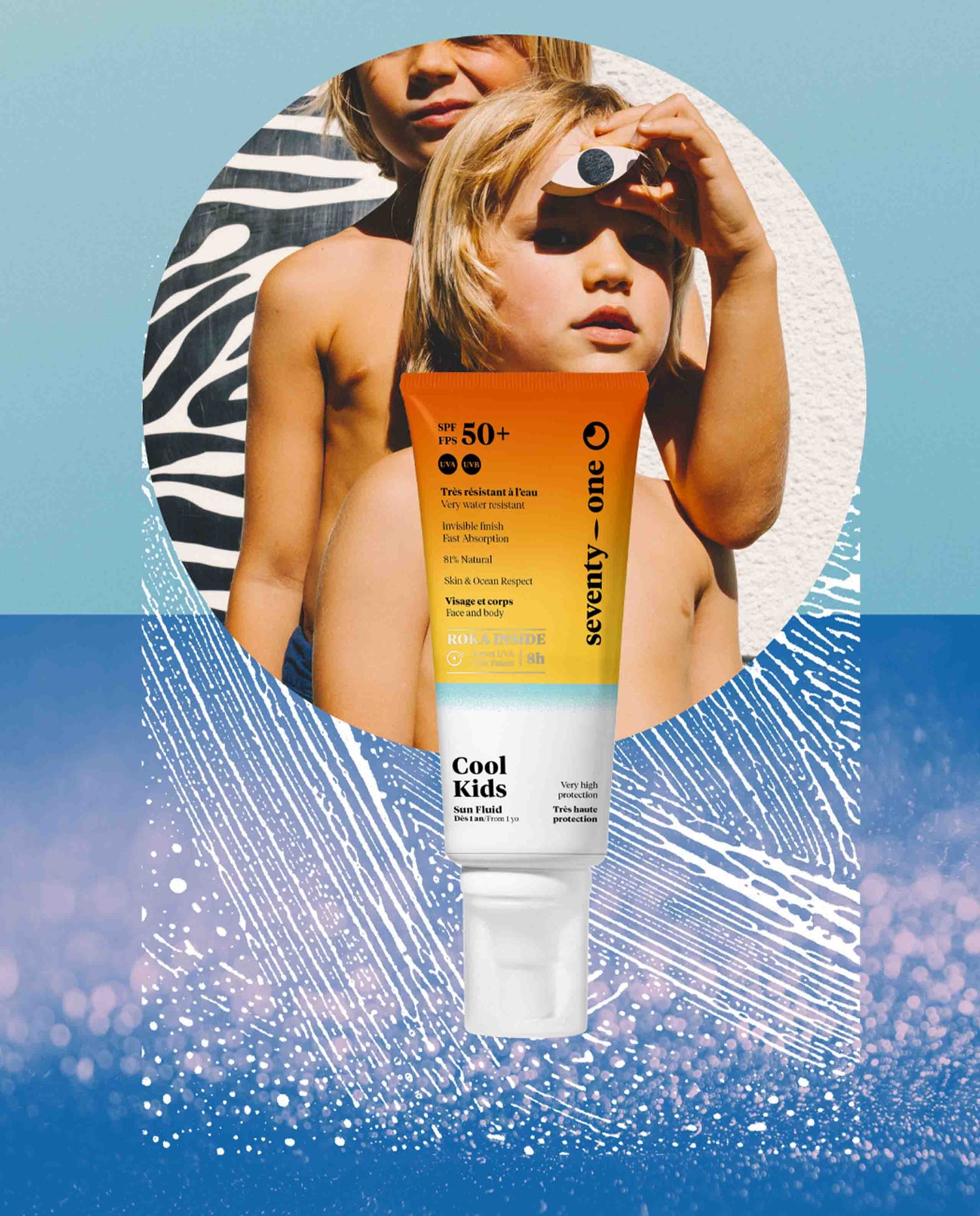 Crème solaire fluide transparente visage et corps SPF50+ protection 8h Seventy One Percent Marché Commun