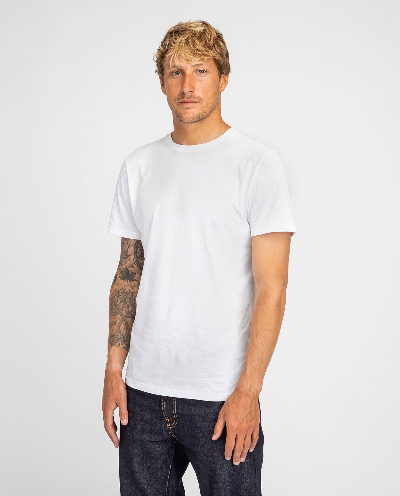 marché commun organic basics t-shirt homme manches courtes coton biologique basique éco-responsable éthique blanc