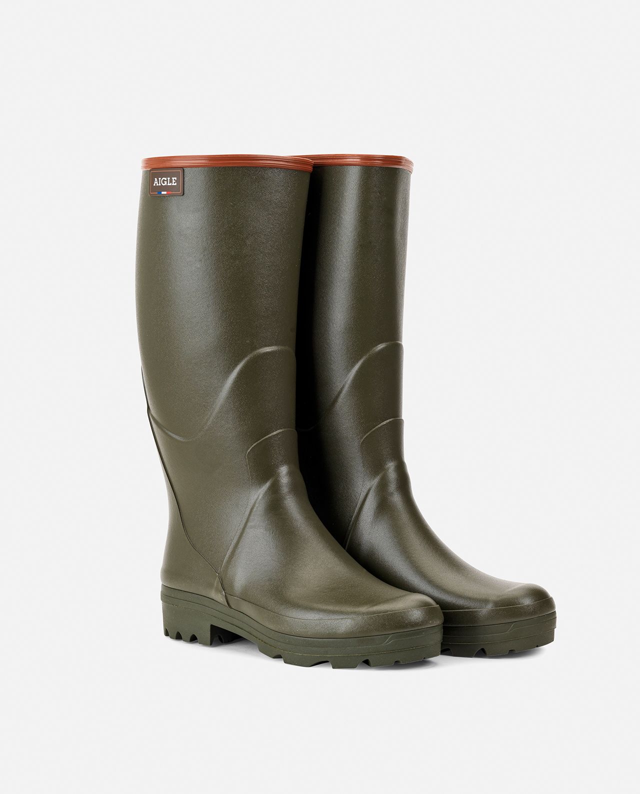 marché commun aigle bottes chambord 2 jardin pluie caoutchouc naturel fabriquées en France vert kaki hommes
