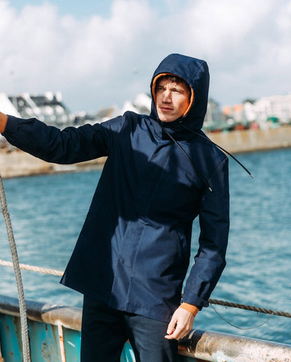 marché commun apnée swimwear parka homme imperméable coupe vent éco-responsable 100% recyclée bleu marine