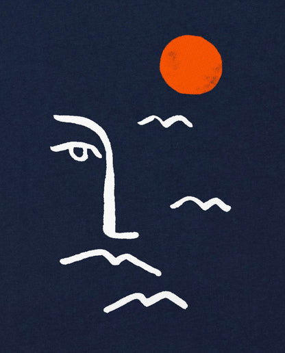 marché commun bask in the sun t-shirt homme imprimé artiste éco-responsable éthique coton biologique bleu marine