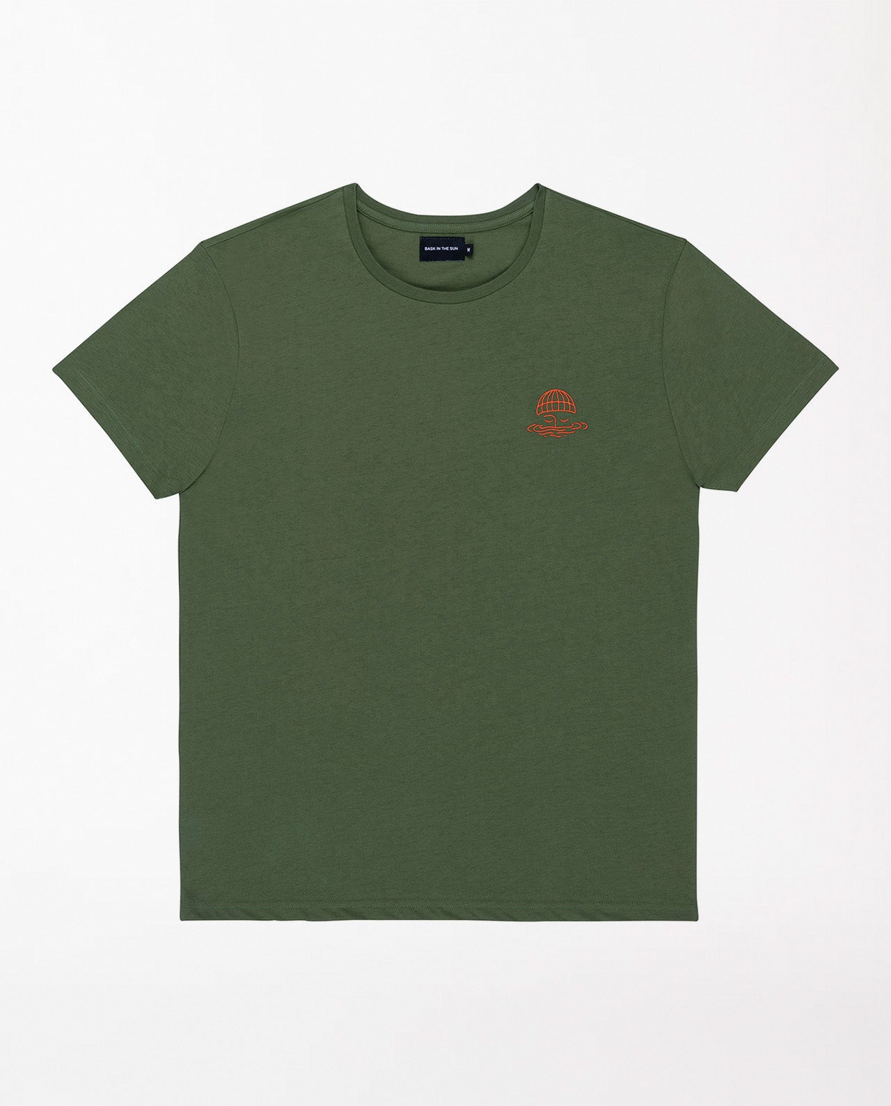 marché commun bask in the sun t-shirt homme coton biologique imprimé kaki éco-responsable logo marin 