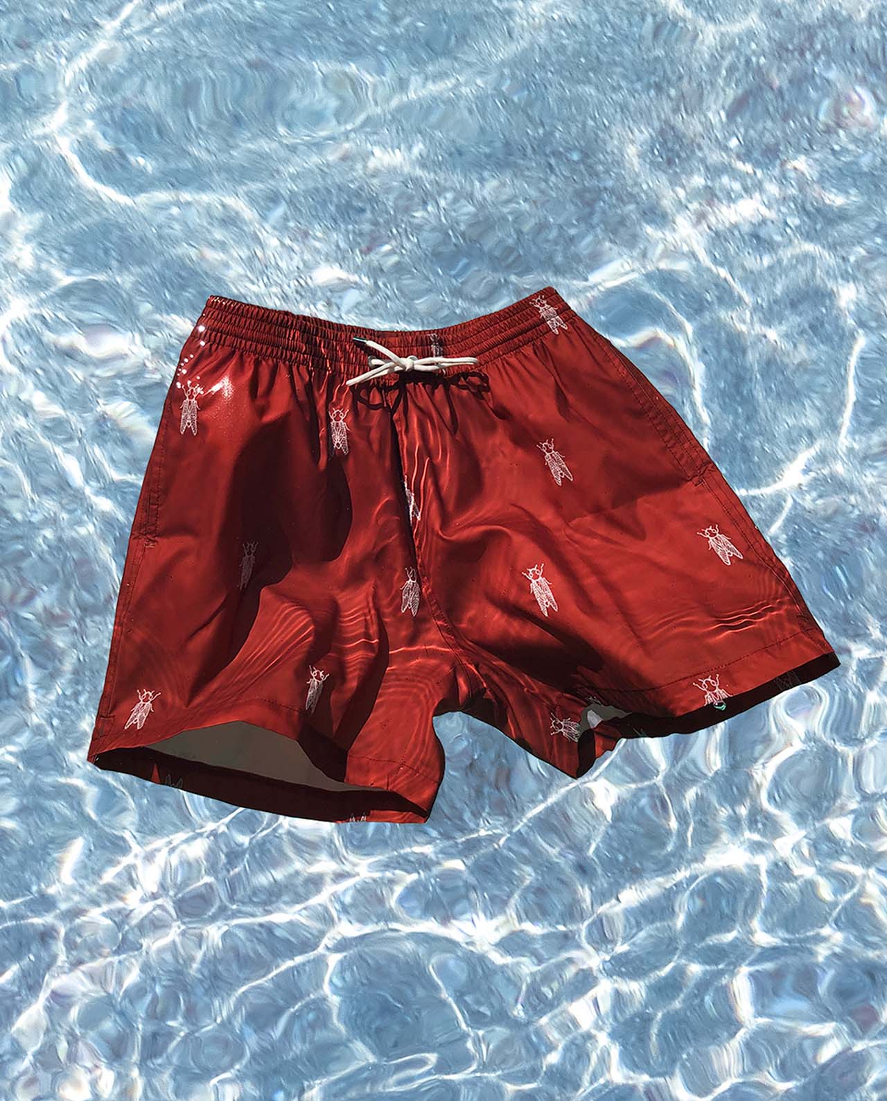 marché commun calanque swimwear maillot de bain homme polyester recyclé brodé éco-responsable éthique rouge brique cigales