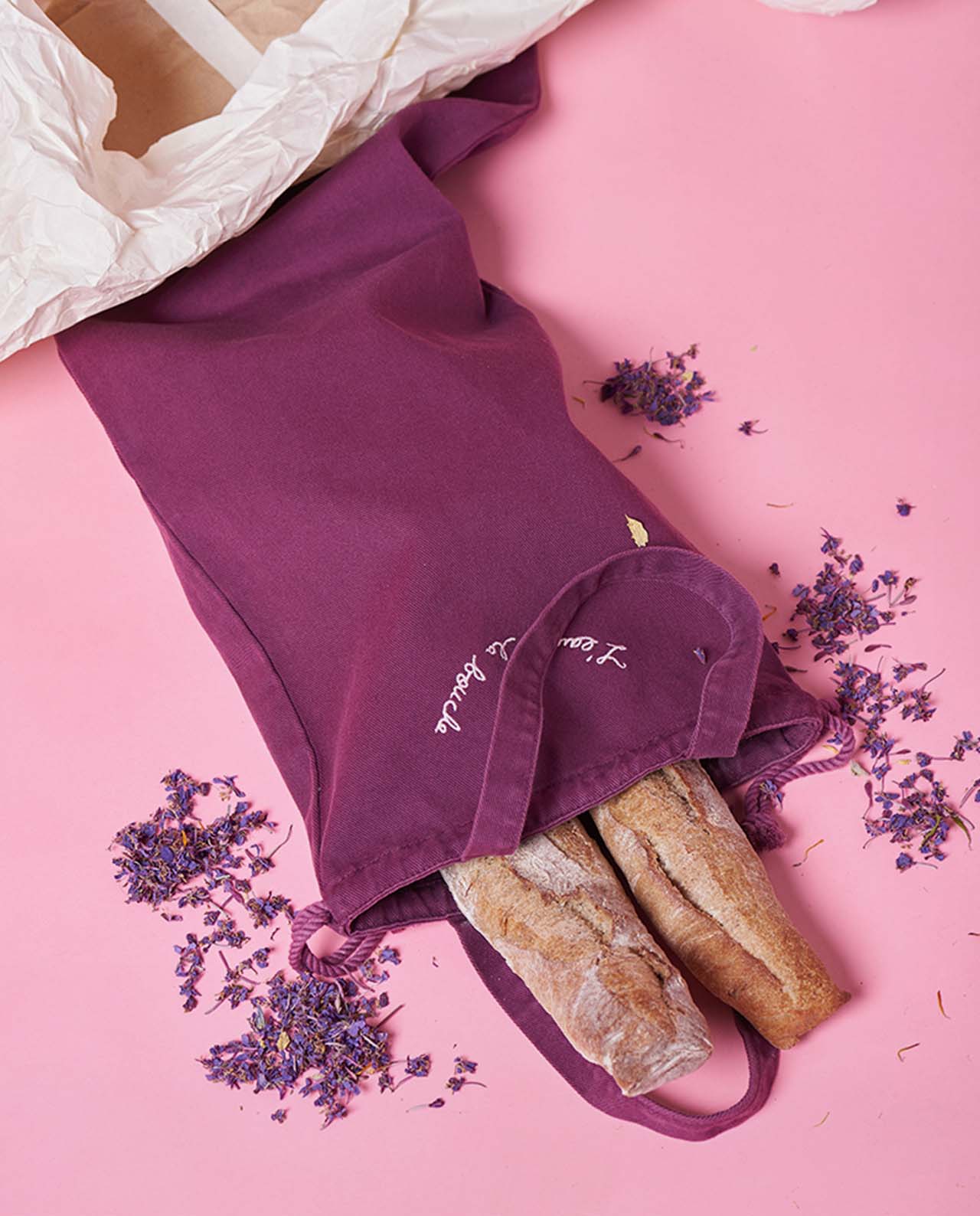 marché commun graine clothing sac à pain coton biologique violet