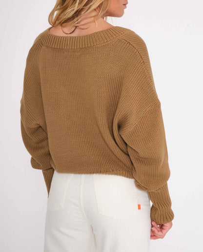 marché commun jan n june femme pull oversize coton biologique marron noisette