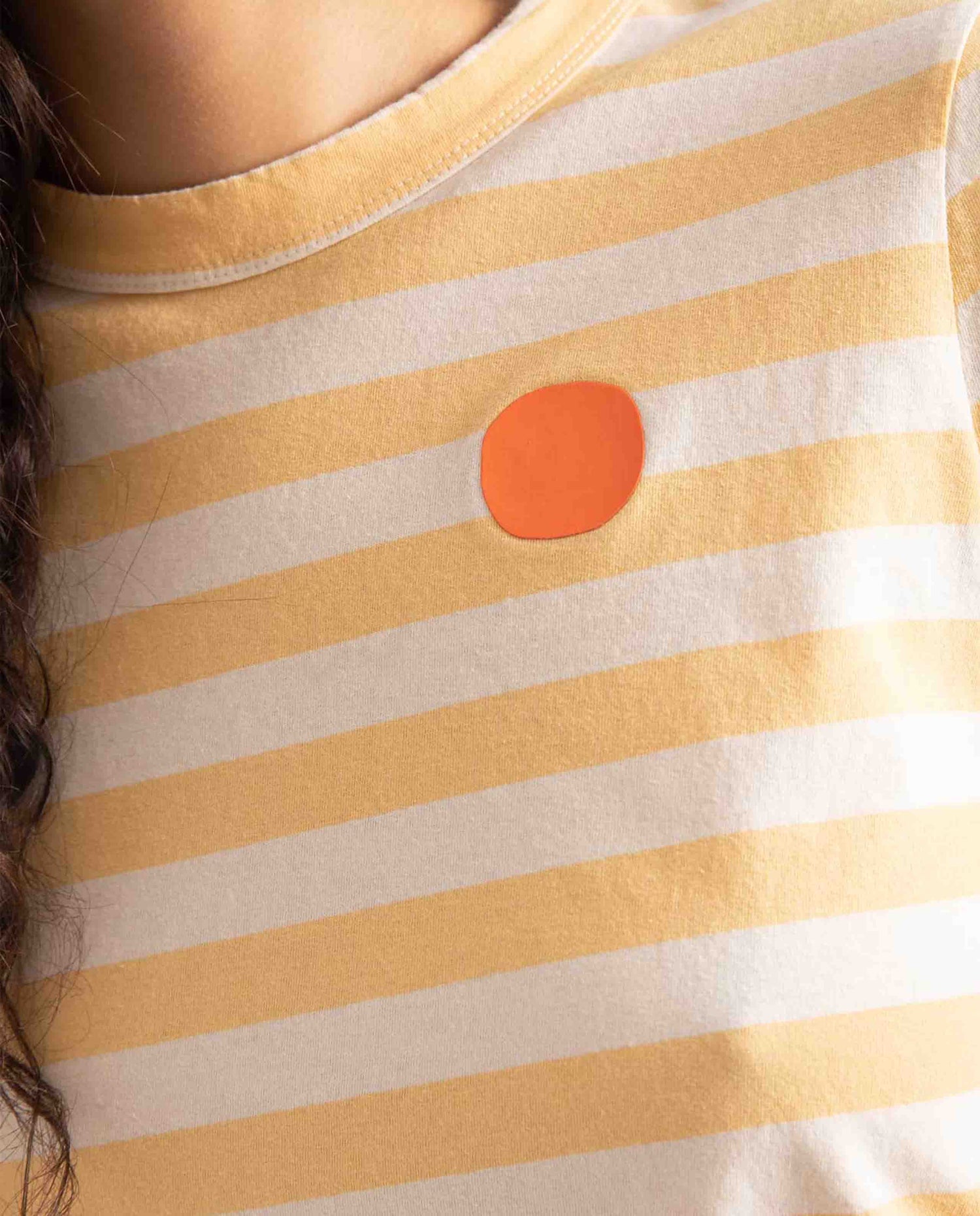 T-shirt à manches courtes rayé orange pour femme, haut fin et T-shirt à manches courtes rayé orange pour femme, haut fin et