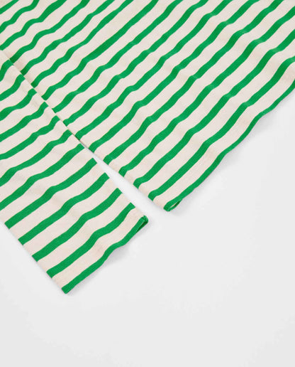marché commun loreak mendian femme t-shirt manches longues marinière rayures vert et blanc coton biologique